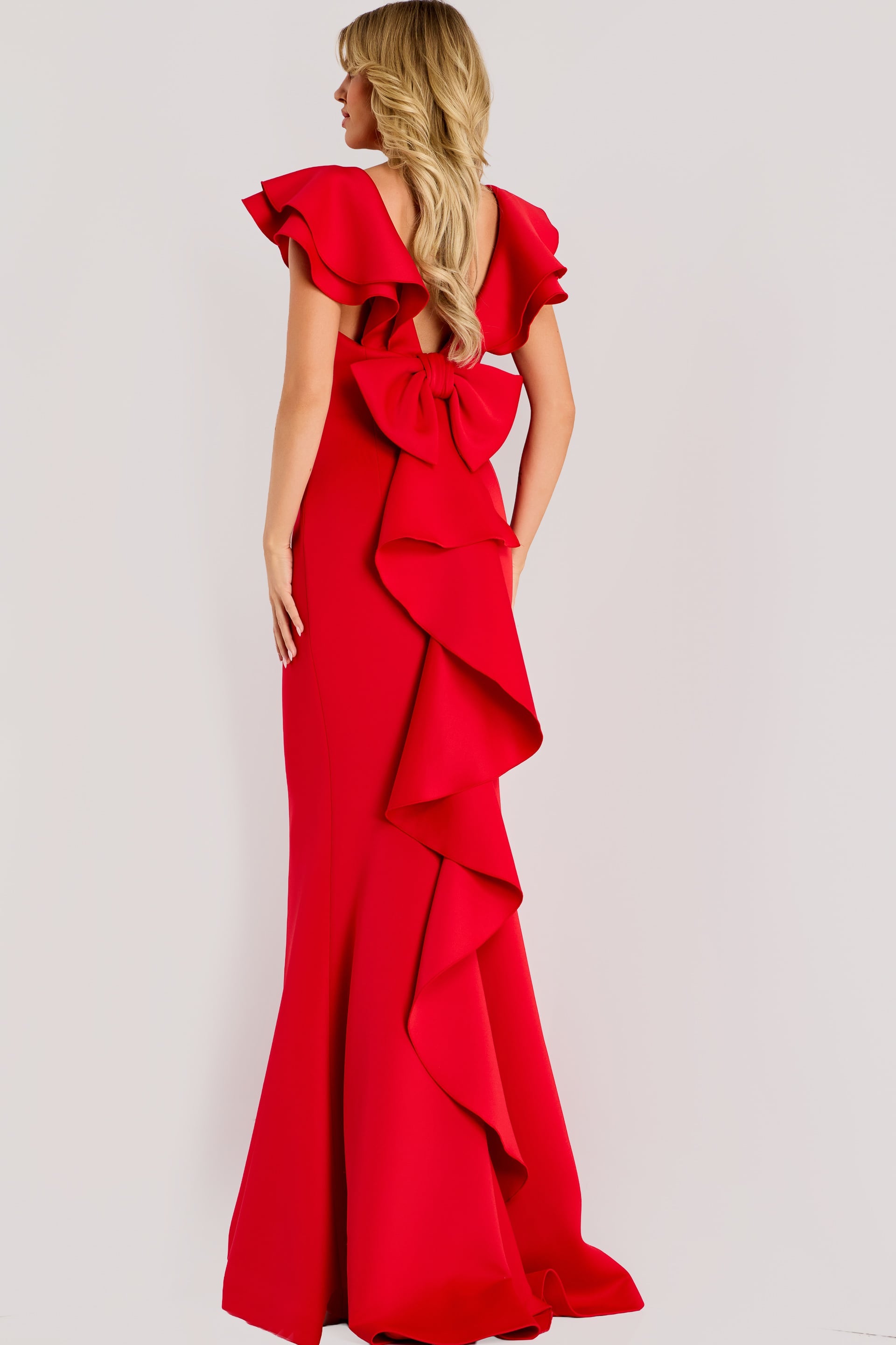 Jovani -47844 Ruffled Square Sheath Evening Gown
