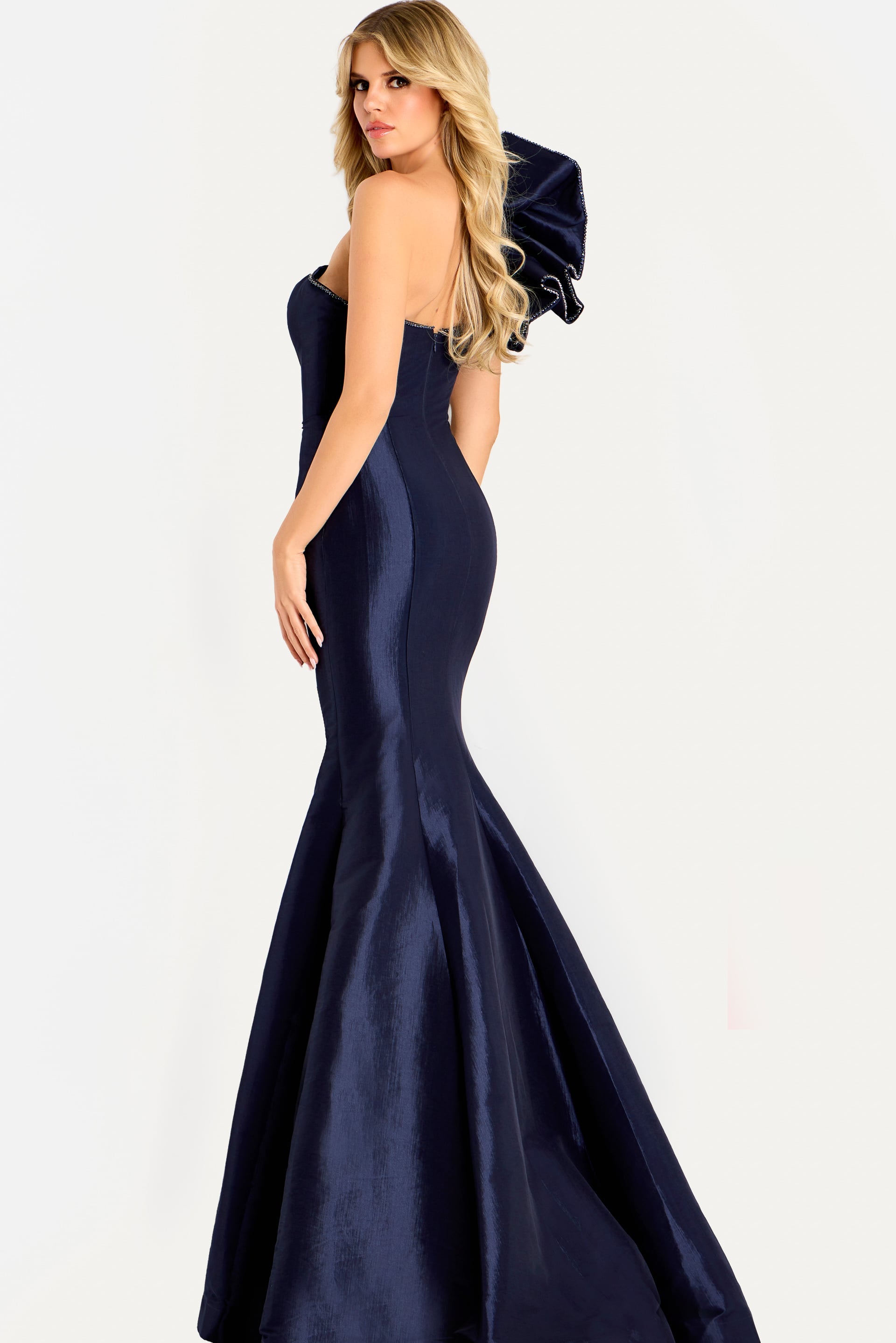 Jovani -48077 Beaded Asymmetric Mermaid Gown