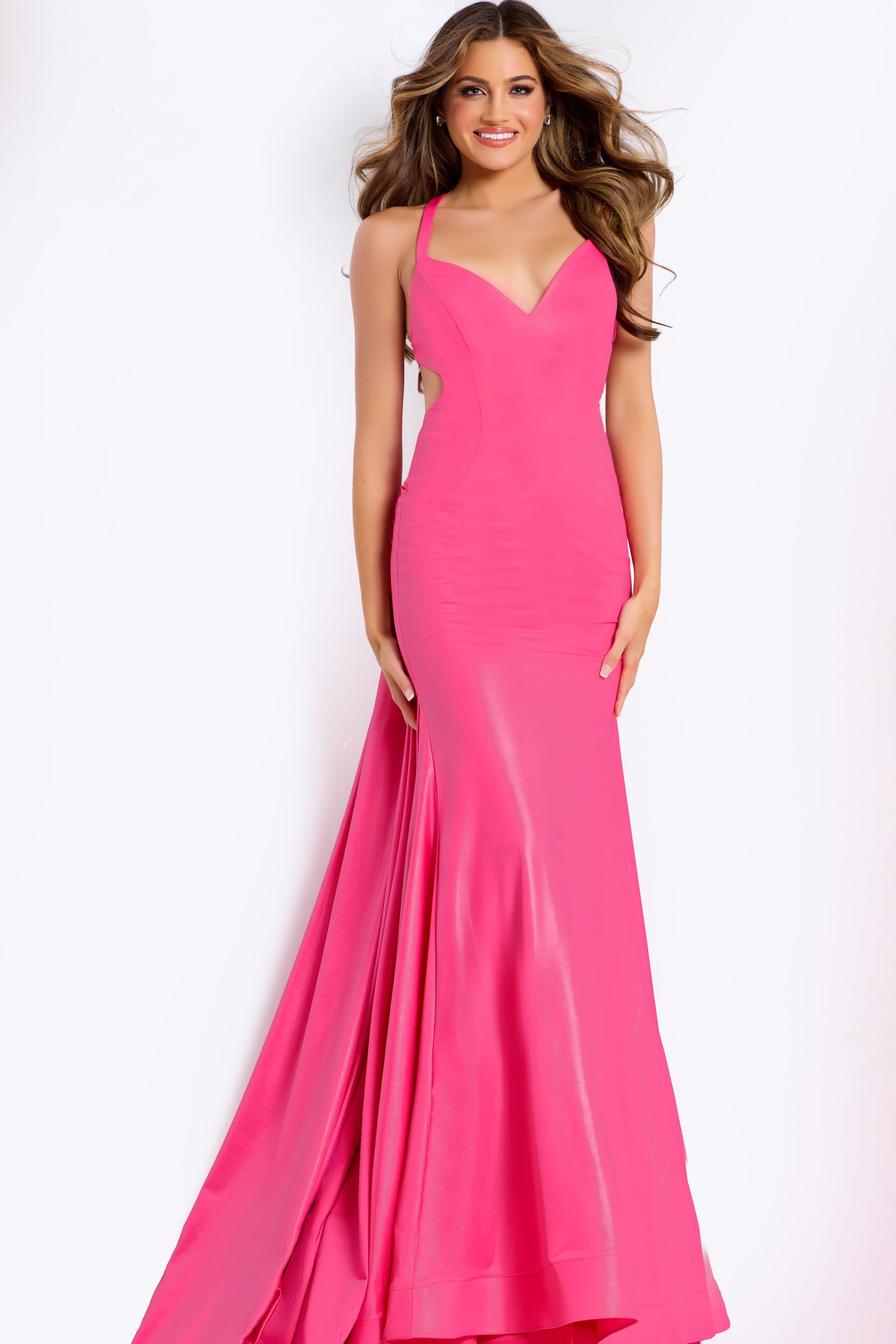 Jovani -48291 Halter Deep V-Neck Mermaid Gown