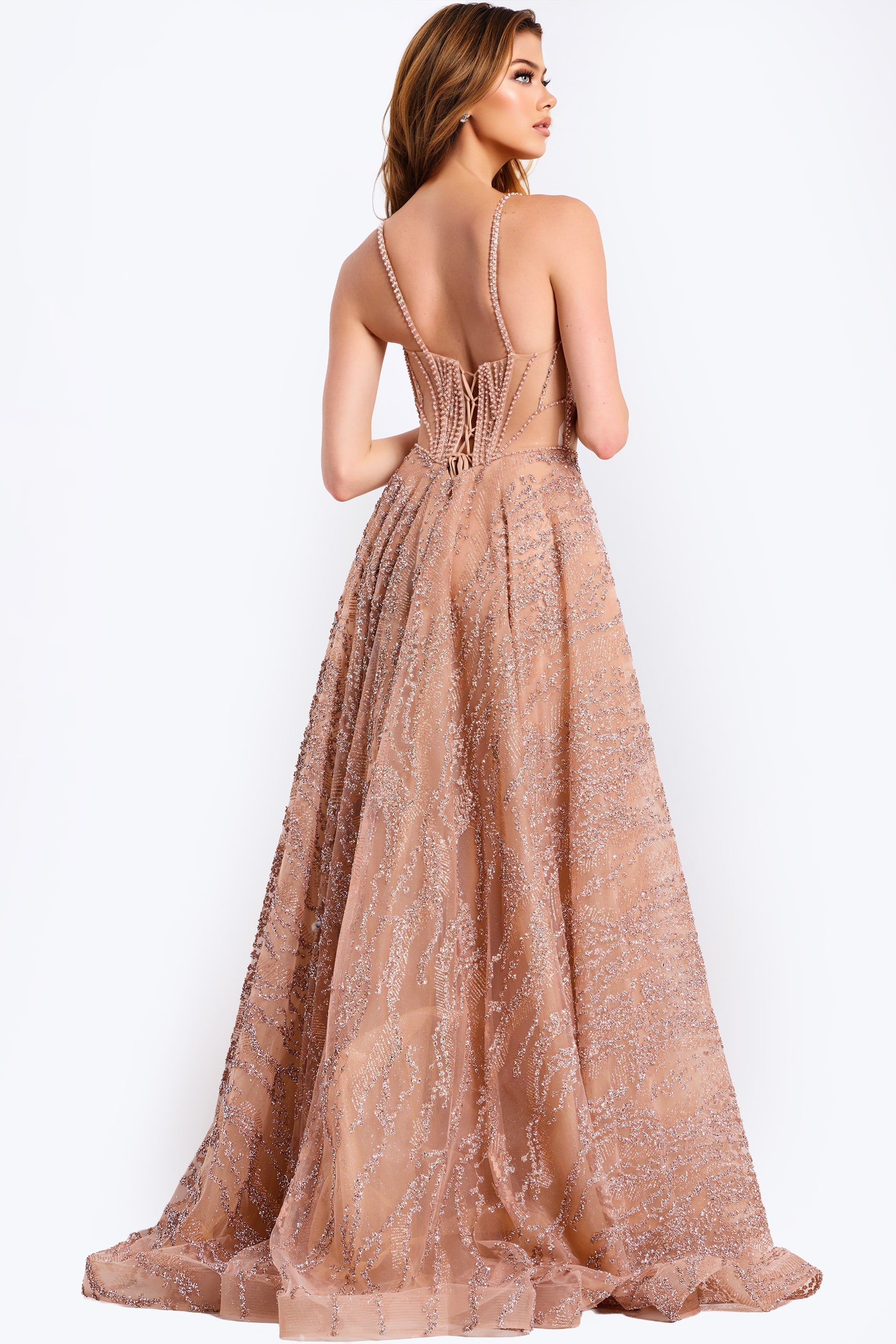 Jovani -48365 Embroidered Tulle Sweetheart A-Line Gown