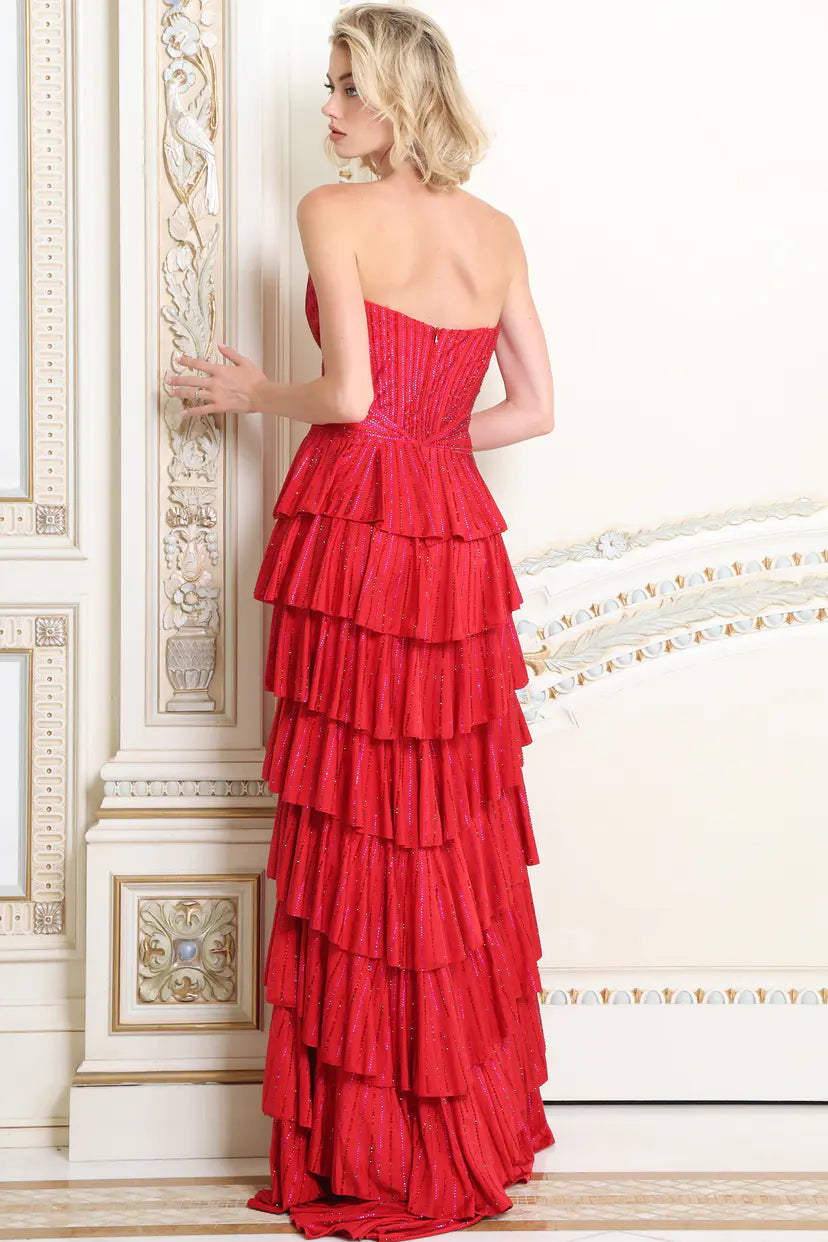 Jovani -48433 Strapless Sweetheart Ruffle A-Line Gown