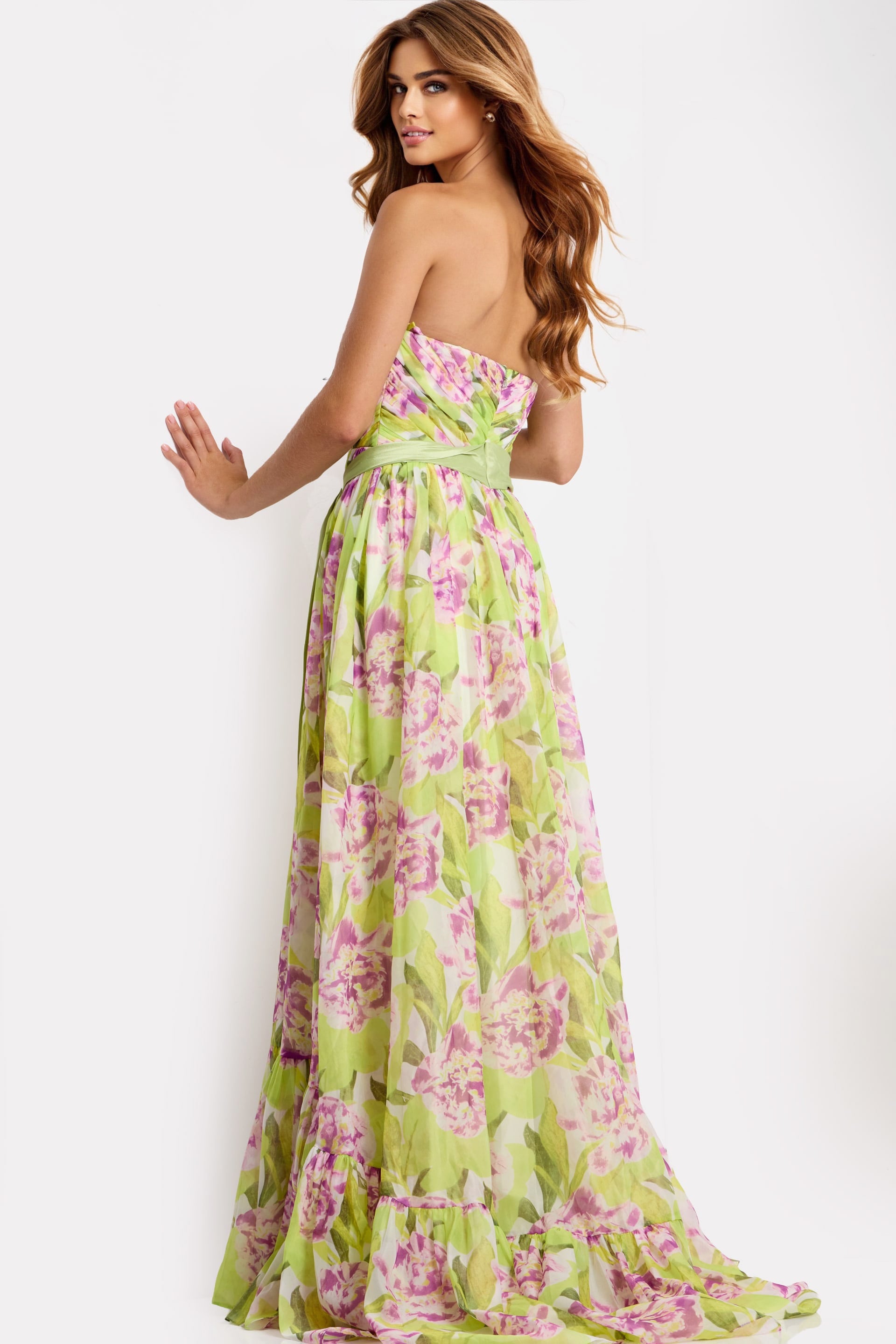 Jovani -48468 Sweetheart Floral Print A-Line Gown