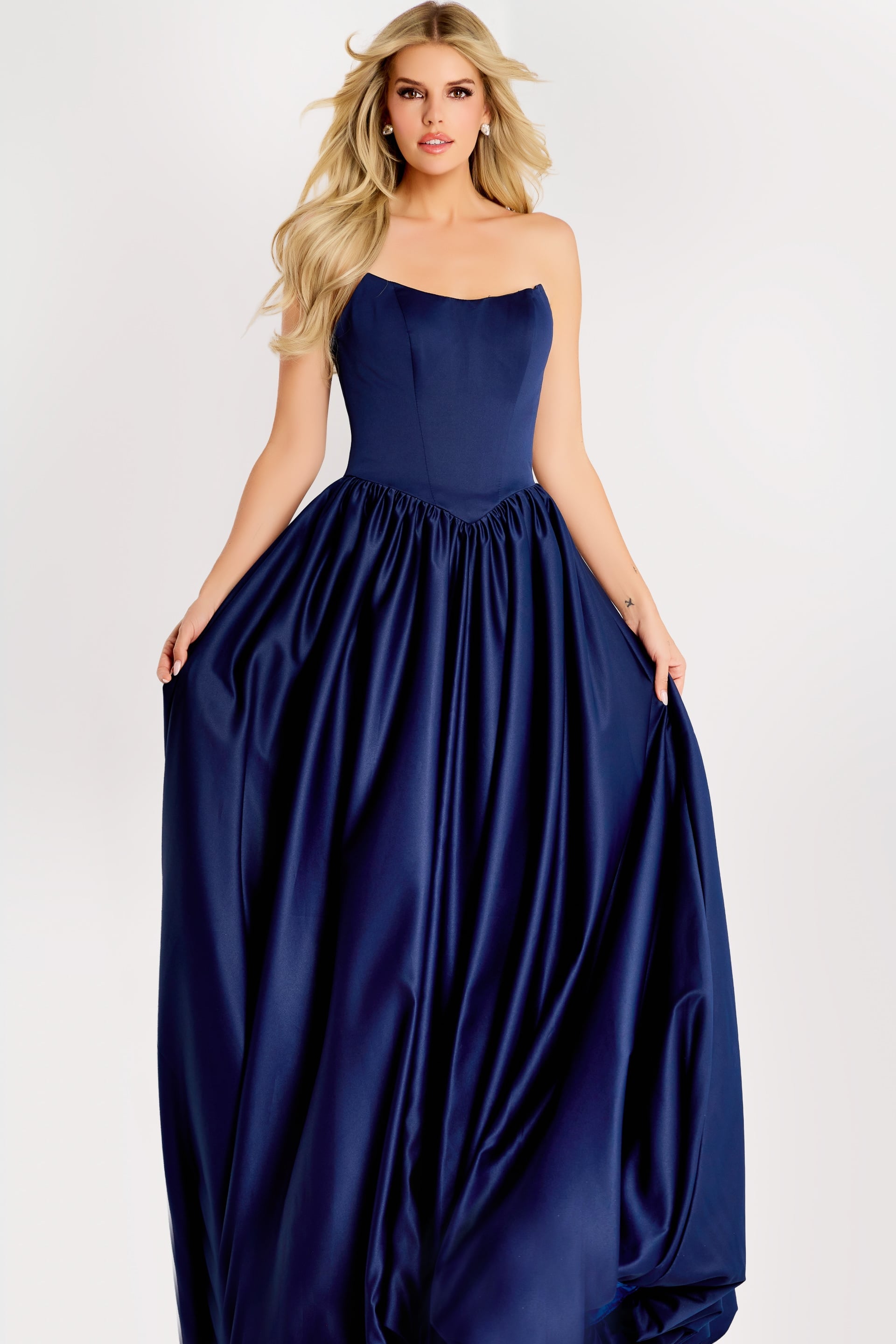 Jovani -48482 Strapless Scoop Satin Ball Gown