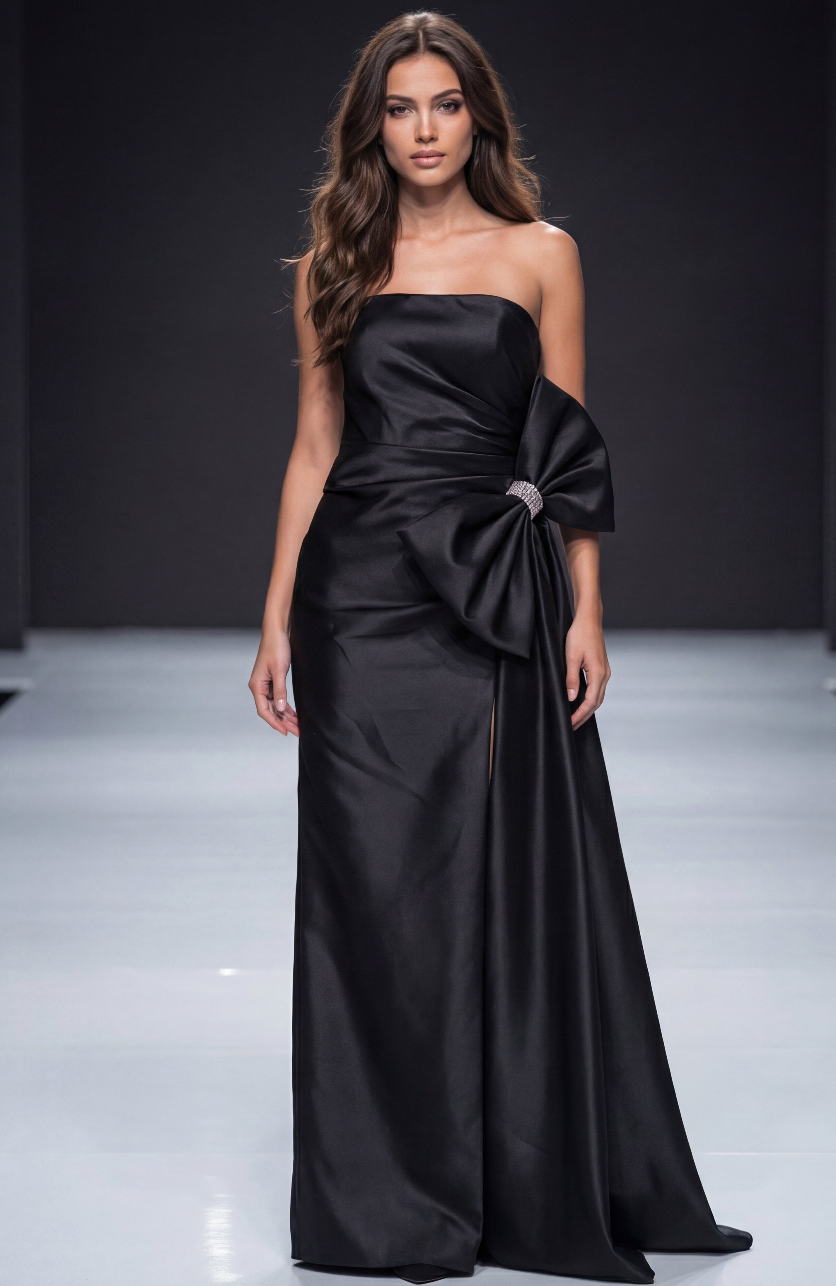 Jovani -48676 Straight Strapless Satin Sheath Long Dress