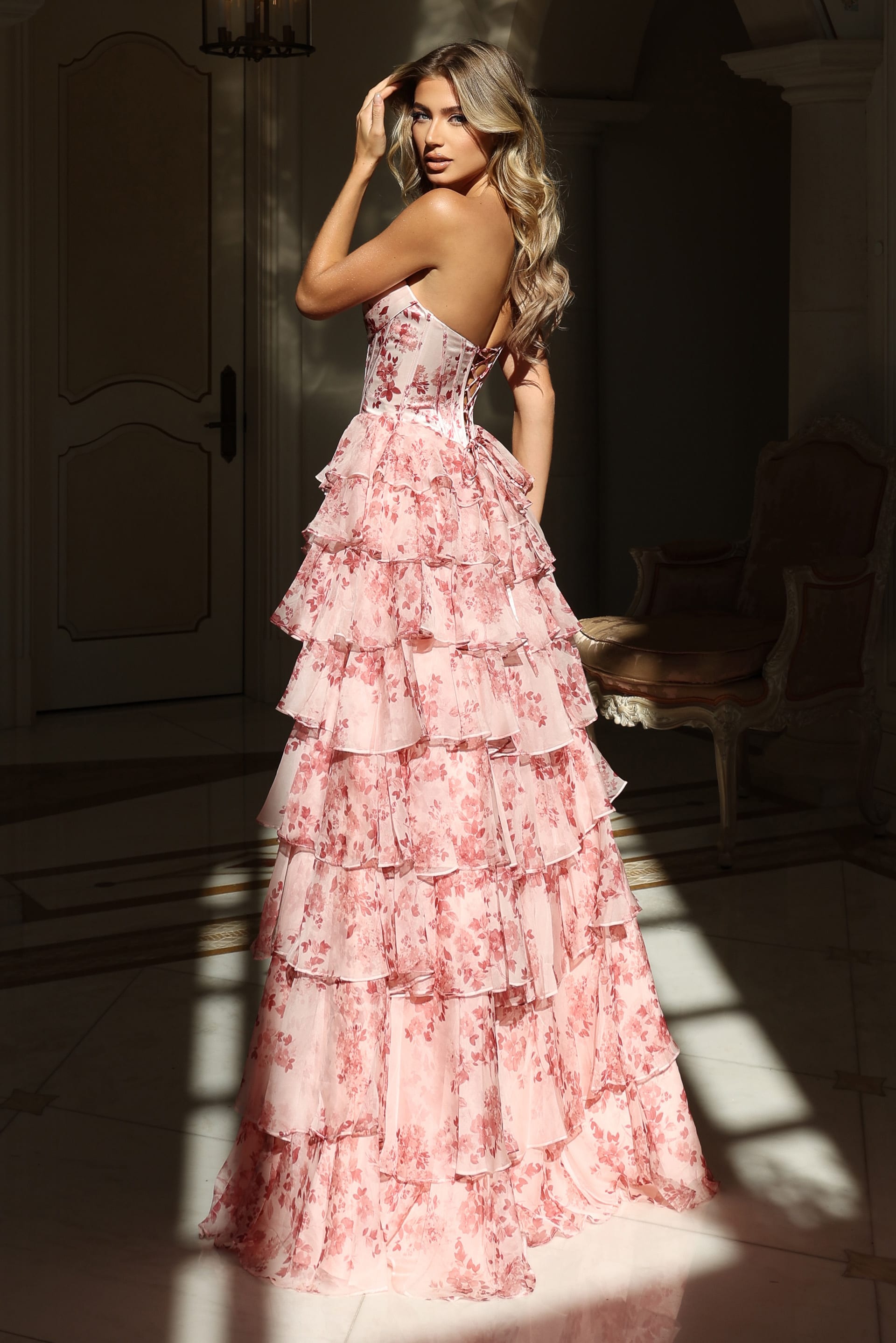Jovani -48772B Sweetheart Corset Floral Long Ballgown