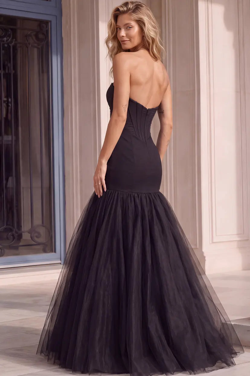 Jovani -48974B Embellished Sweetheart Mermaid Tulle Gown