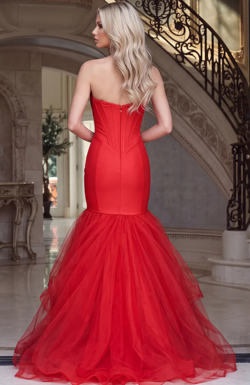 Jovani -48974B Embellished Sweetheart Mermaid Tulle Gown