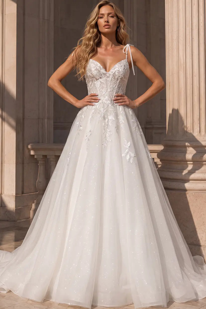 Jovani -49092 Sweetheart Lace Applique Ball Gown