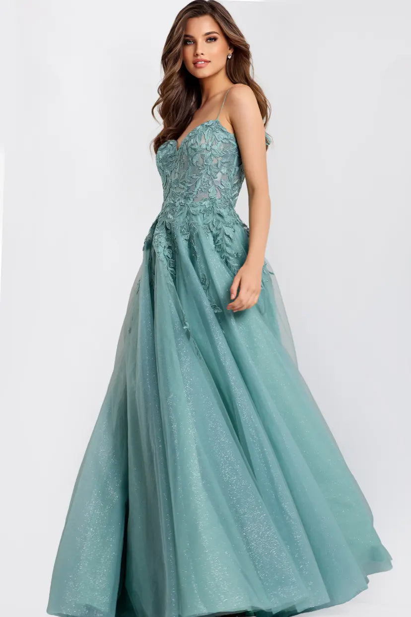 Jovani -49092 Sweetheart Lace Applique Ball Gown
