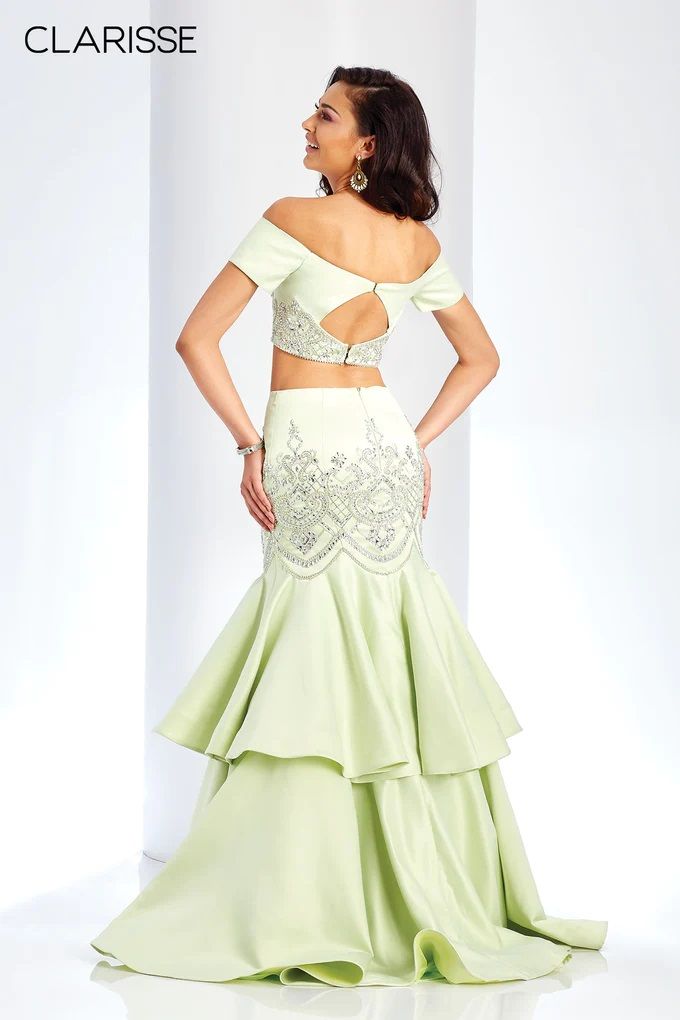 Clarisse -4915 Embellished Off Shoulder Two Piece Mermaid Dress