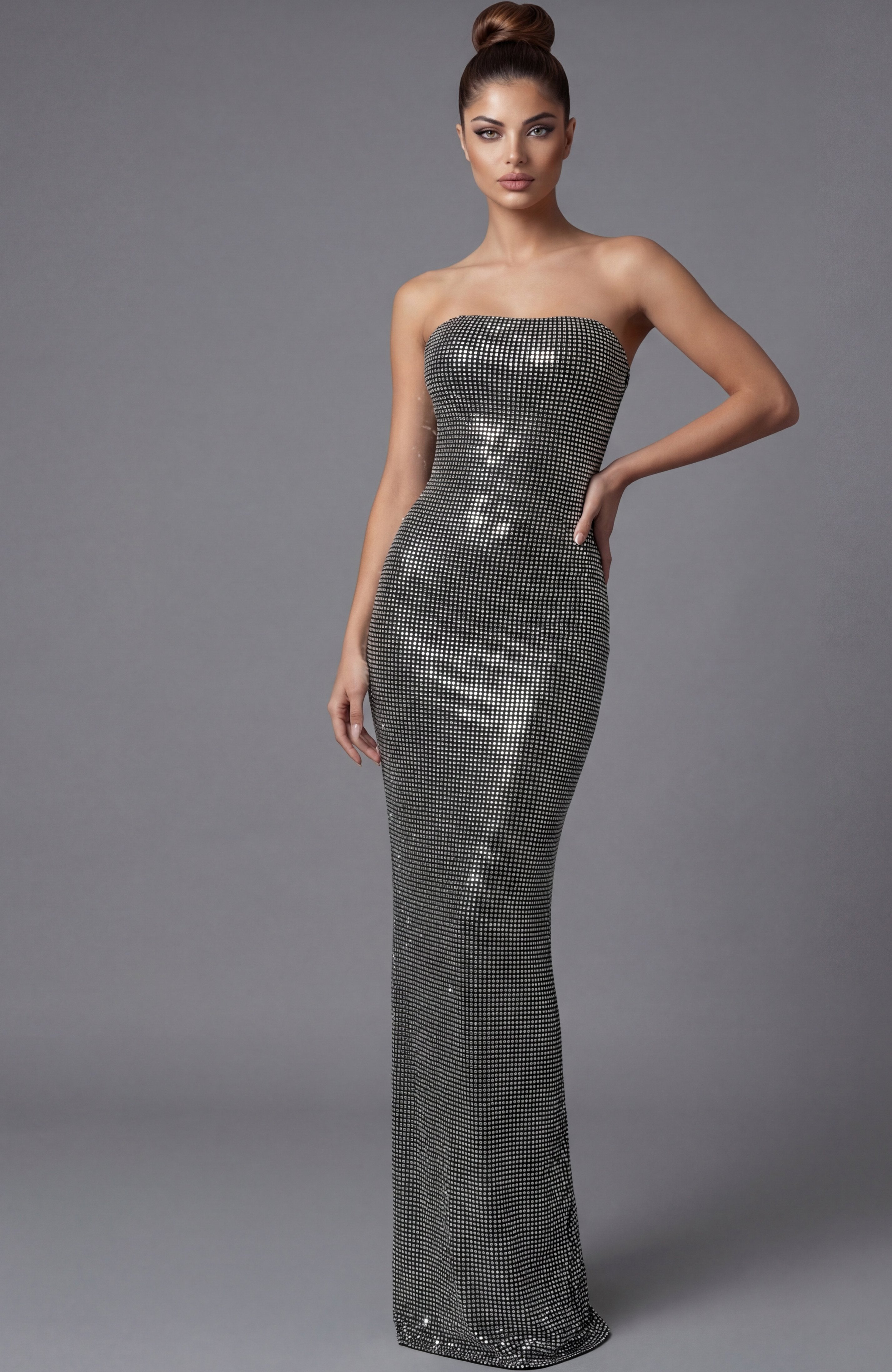 Jovani -49162 Long Beaded Column Slit Dress