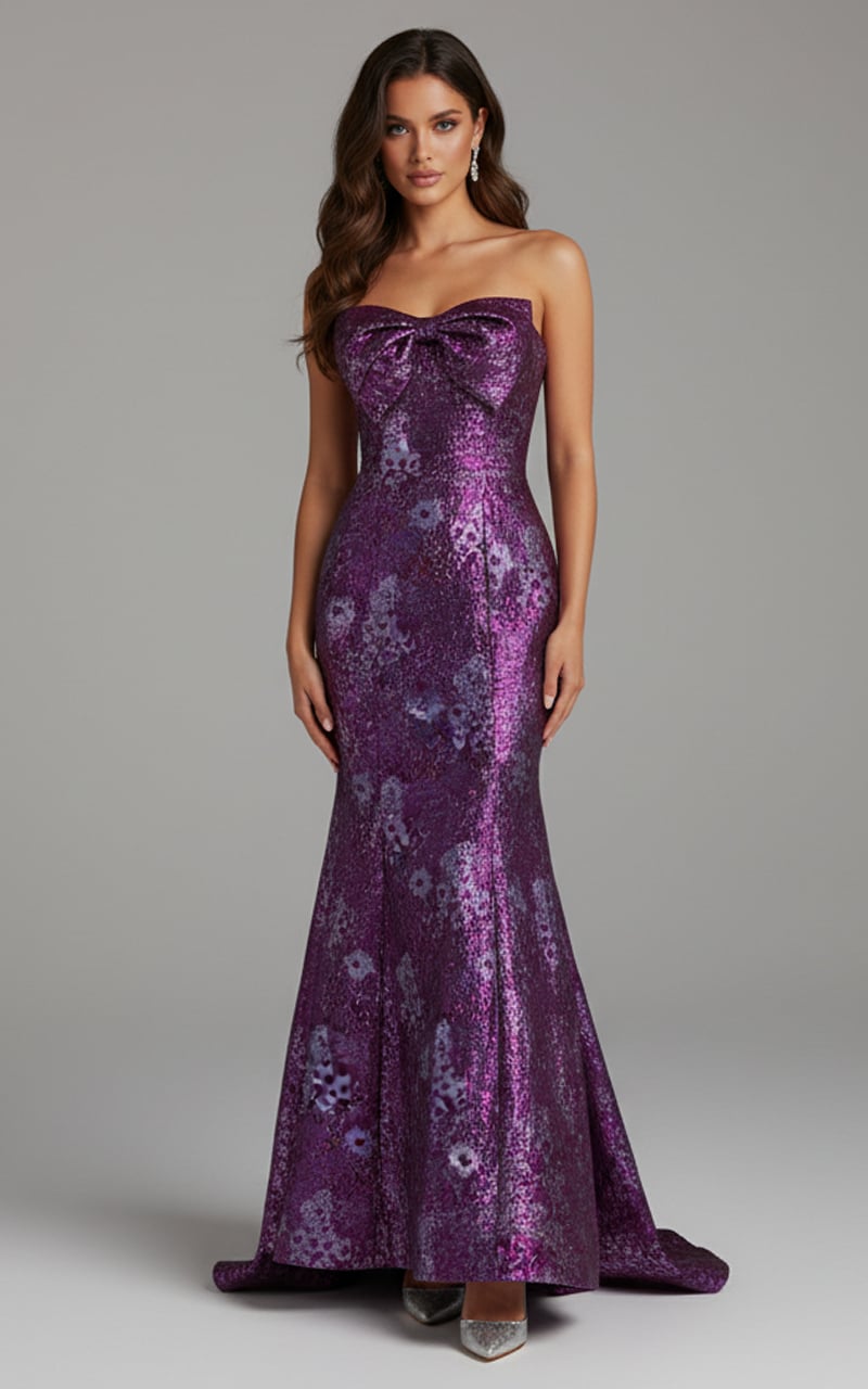 Jovani -49163 Sweetheart Metallic Jacquard Mermaid Gown