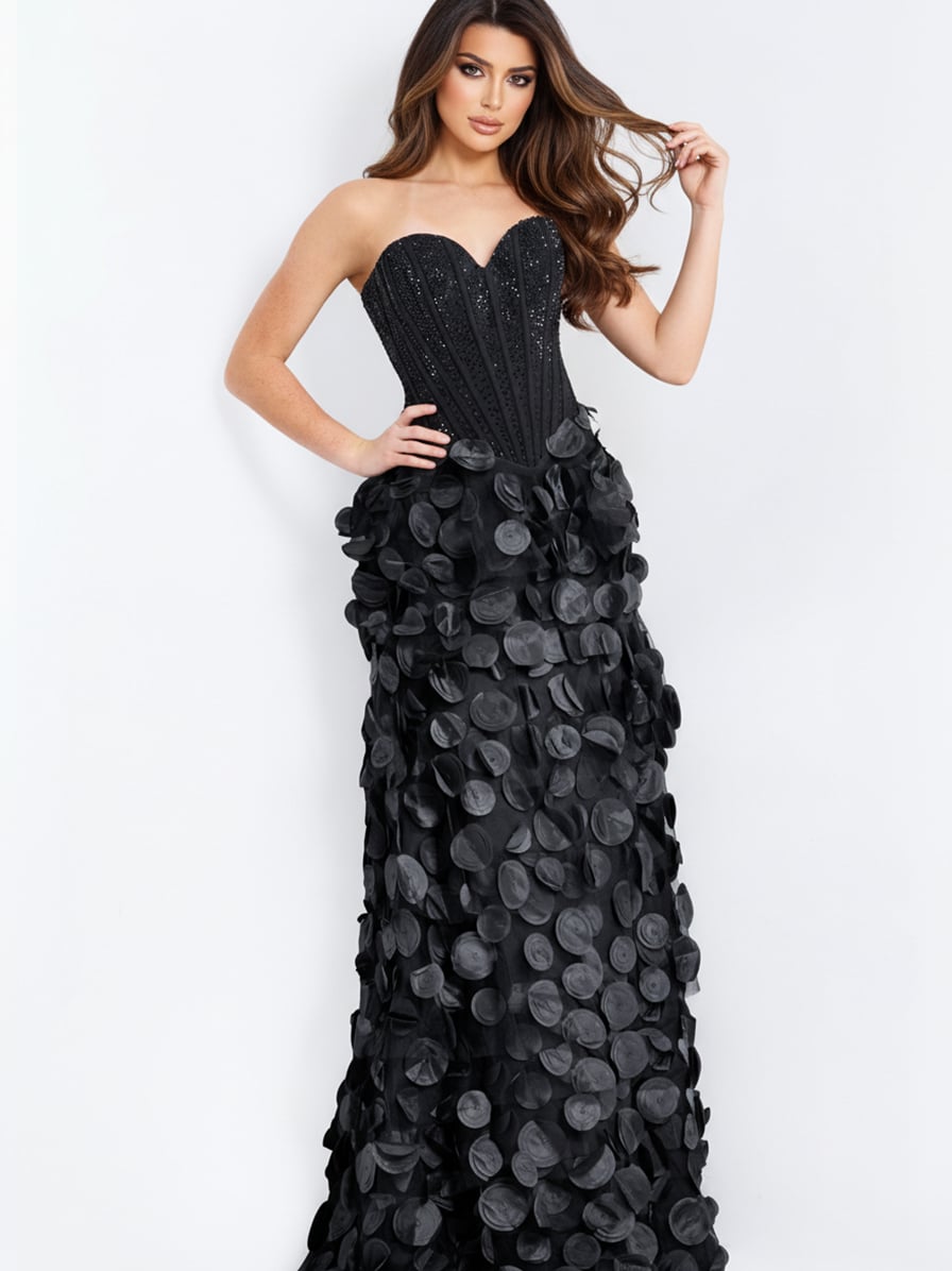 Jovani -49384 Beaded Strapless Sweetheart A-line Prom Dress