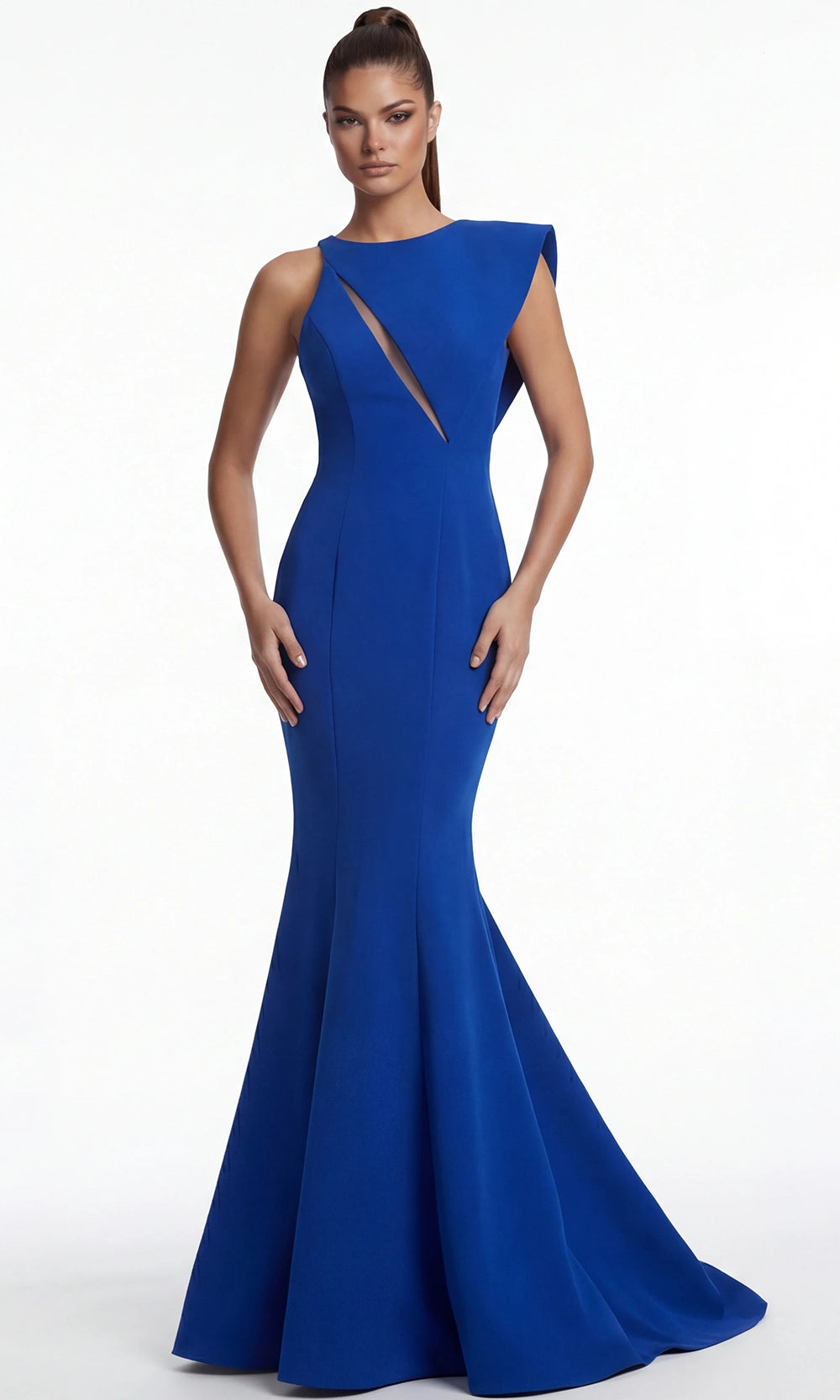 Jovani -49416 Asymmetric Cutout Mermaid Scuba Gown