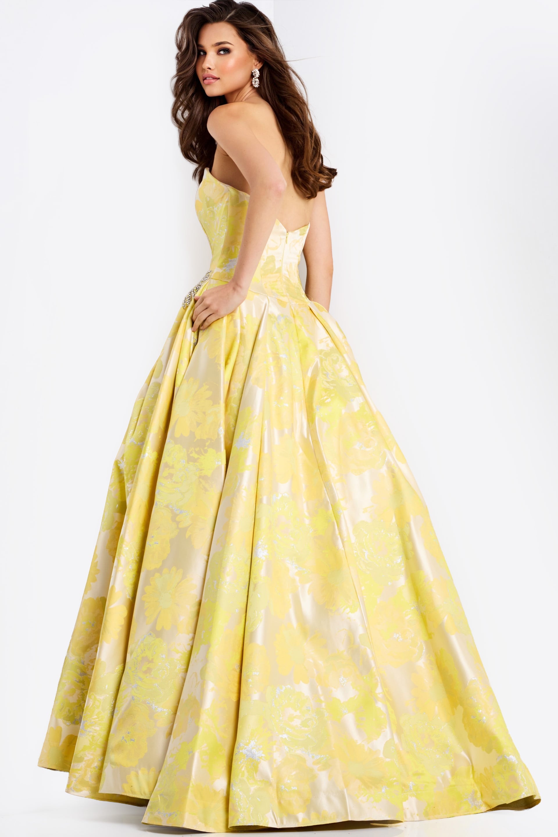 Jovani -49502 Strapless Sweetheart Jacquard Ball Gown