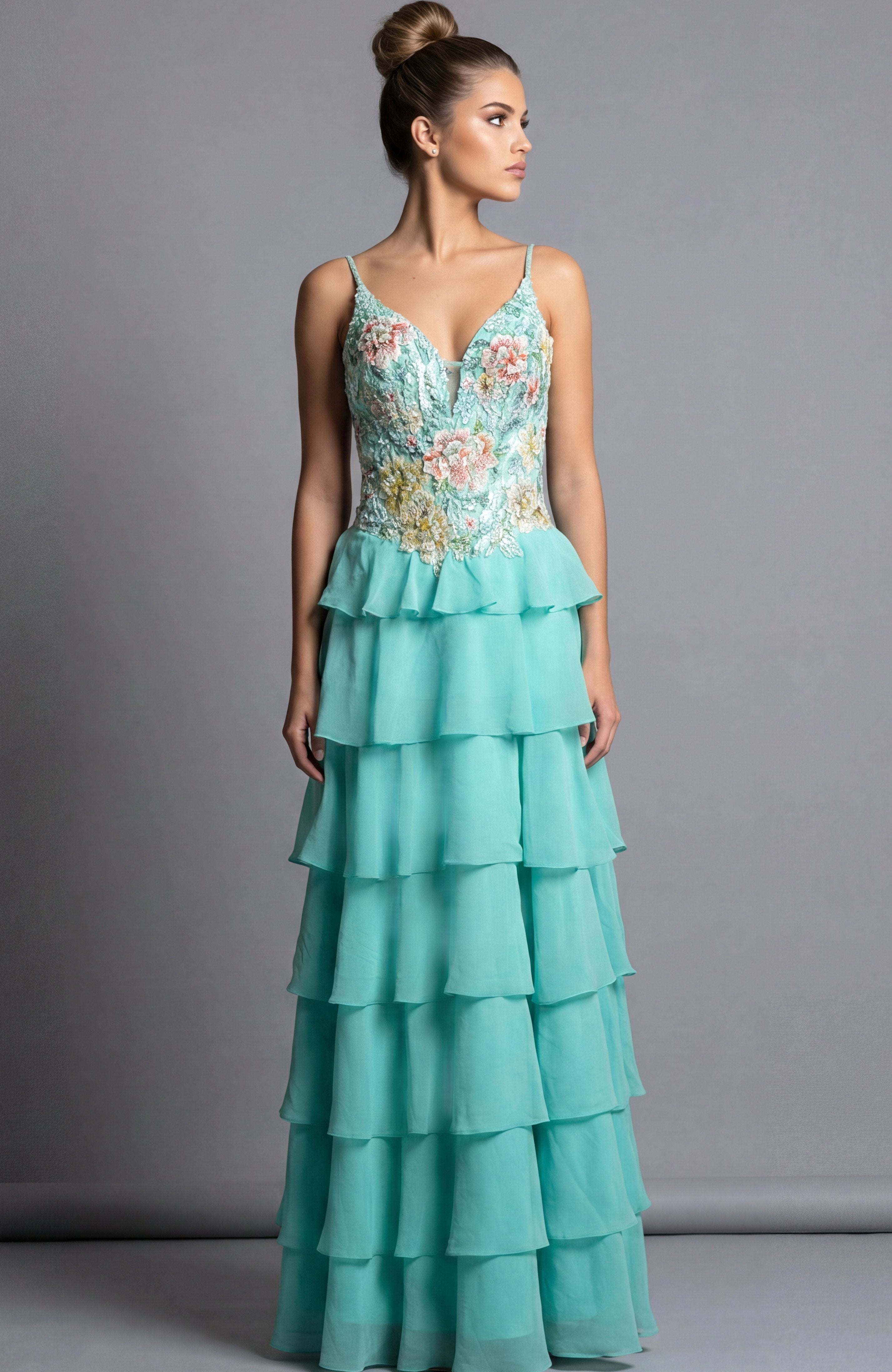 Jovani -49628 Embroidered Plunging Sweetheart A-line Gown
