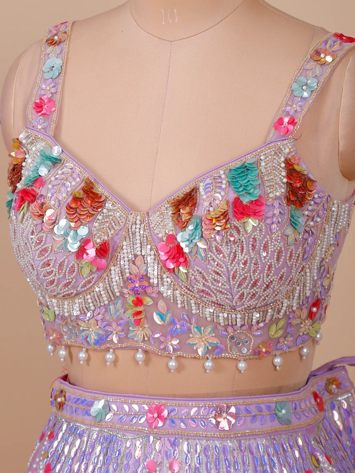 MyFashion KLS-2671 Silk Aplique Pearl Embellished Lehenga
