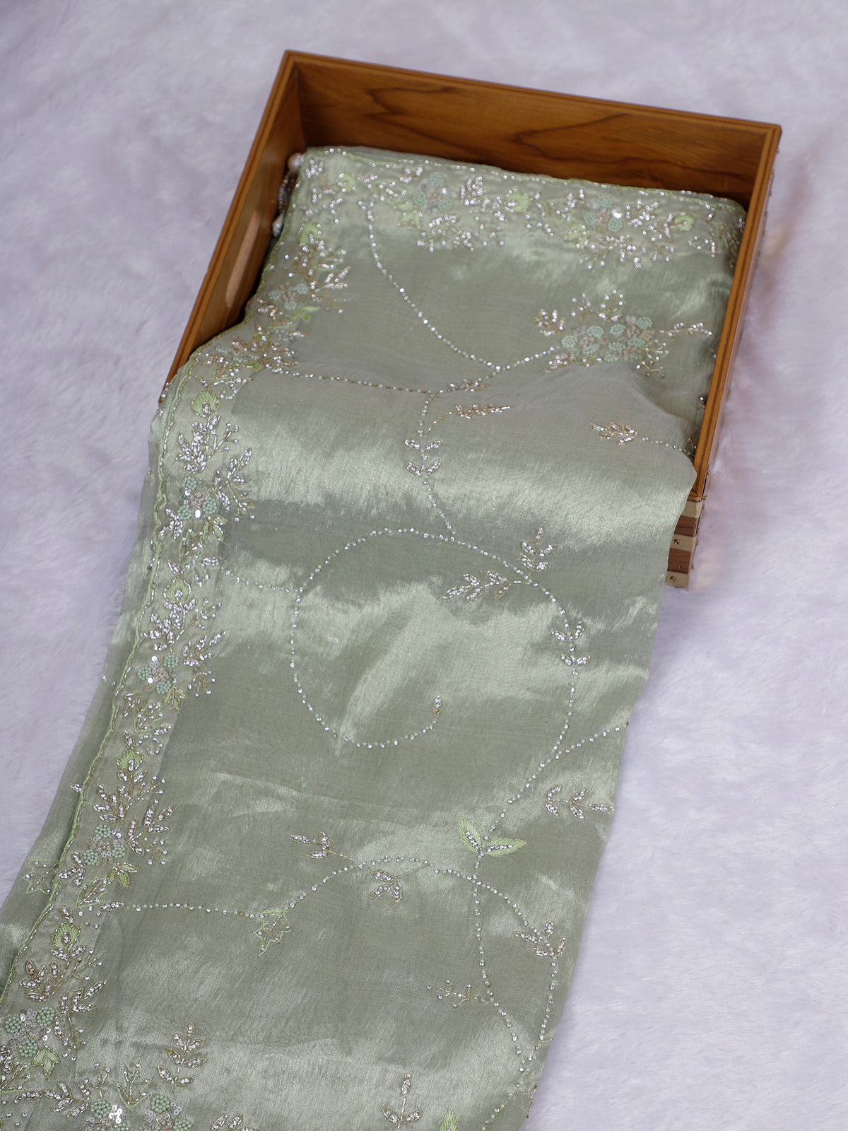 MyFashion KLS-2645 Pistachio Green Noorvaya Tissue Saree