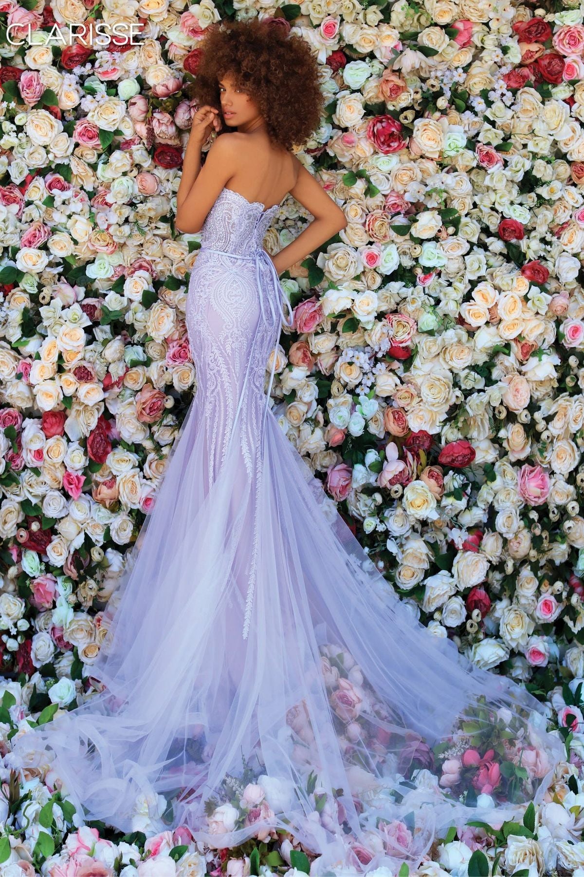 Clarisse -5119 Strapless Embroidered Tulle Mermaid Gown