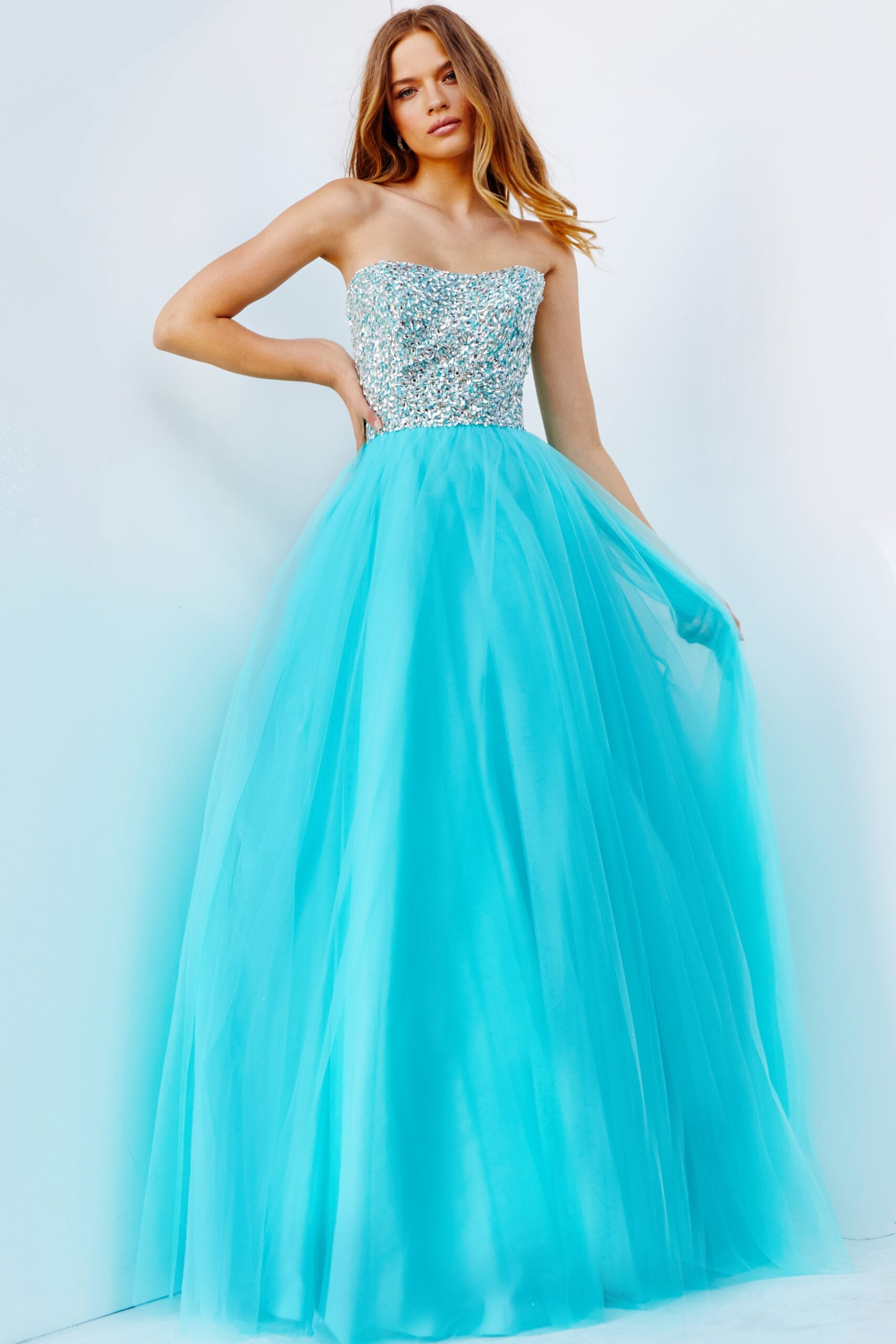 Jovani -52131B Strapless Embellished Bodice Prom Ballgown