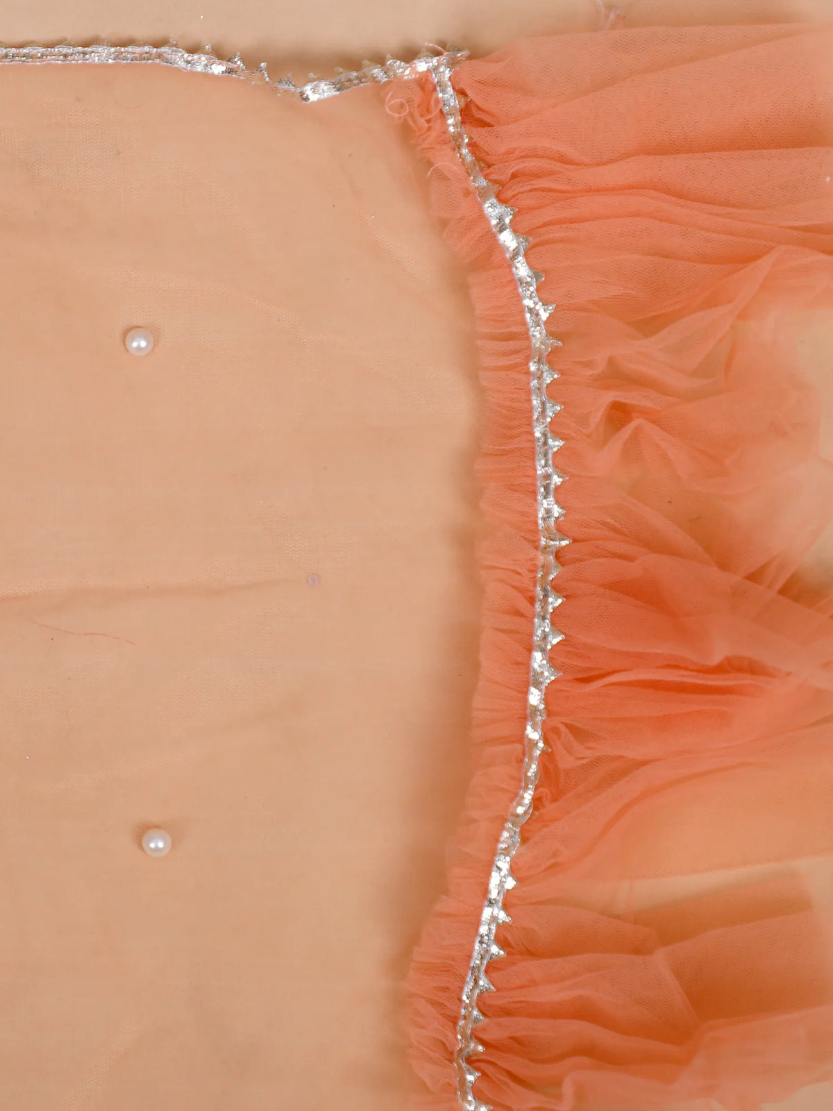 MyFashion KLS-2676 Zehra Peach Veil Thread Sequin Mirror Net Lehenga