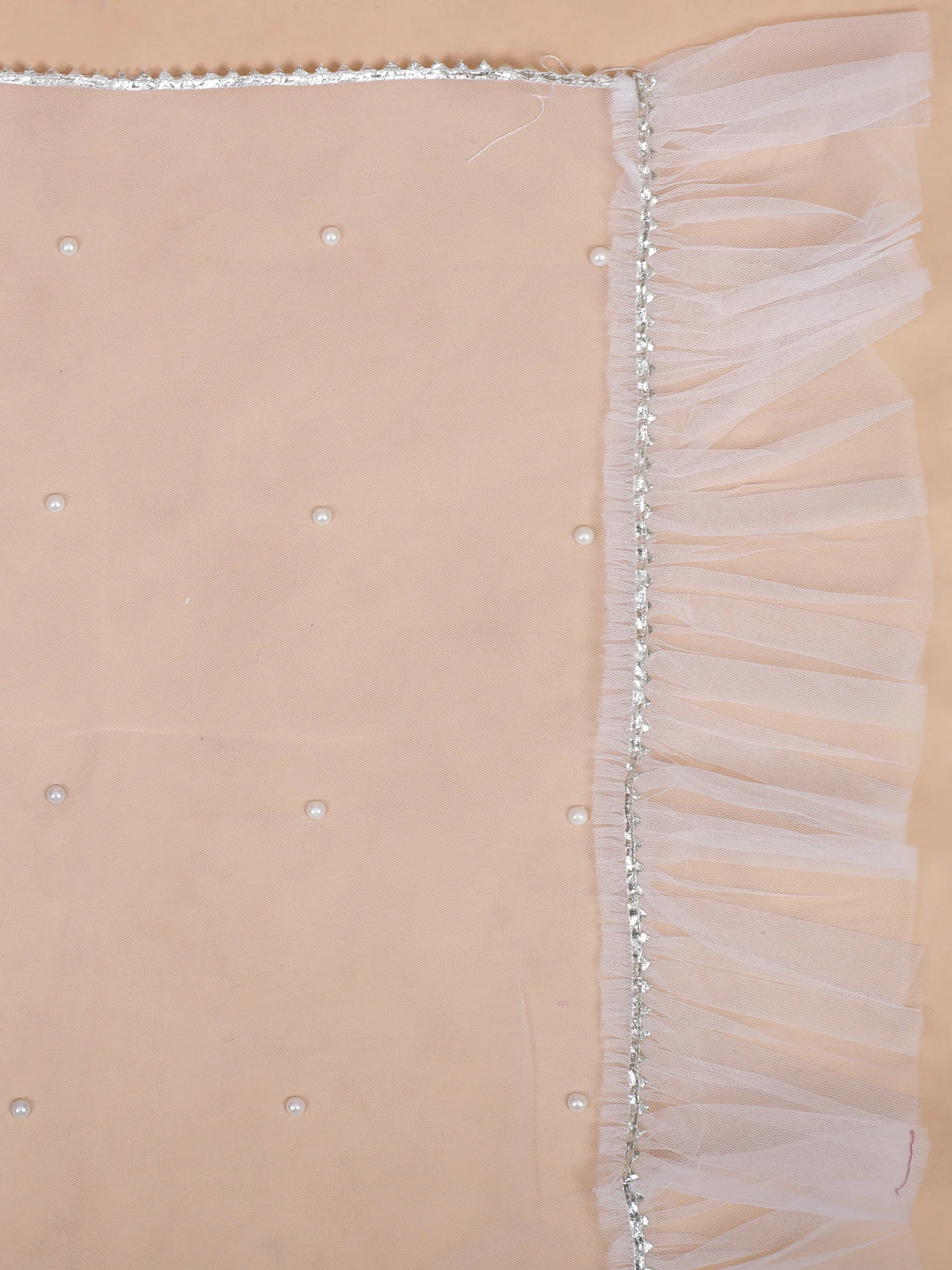 MyFashion KLS-2678 Soft White Net Lehenga with Pearl Mirror & Aplique Craft