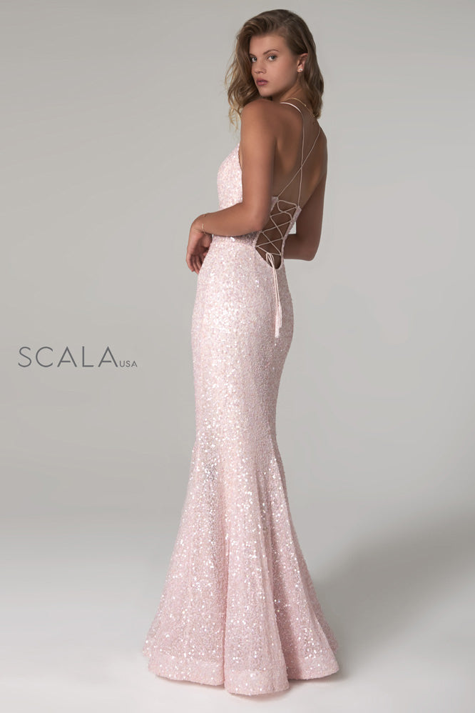 SCALA -60080 Fully Sequined V-Neck Mermaid Dress