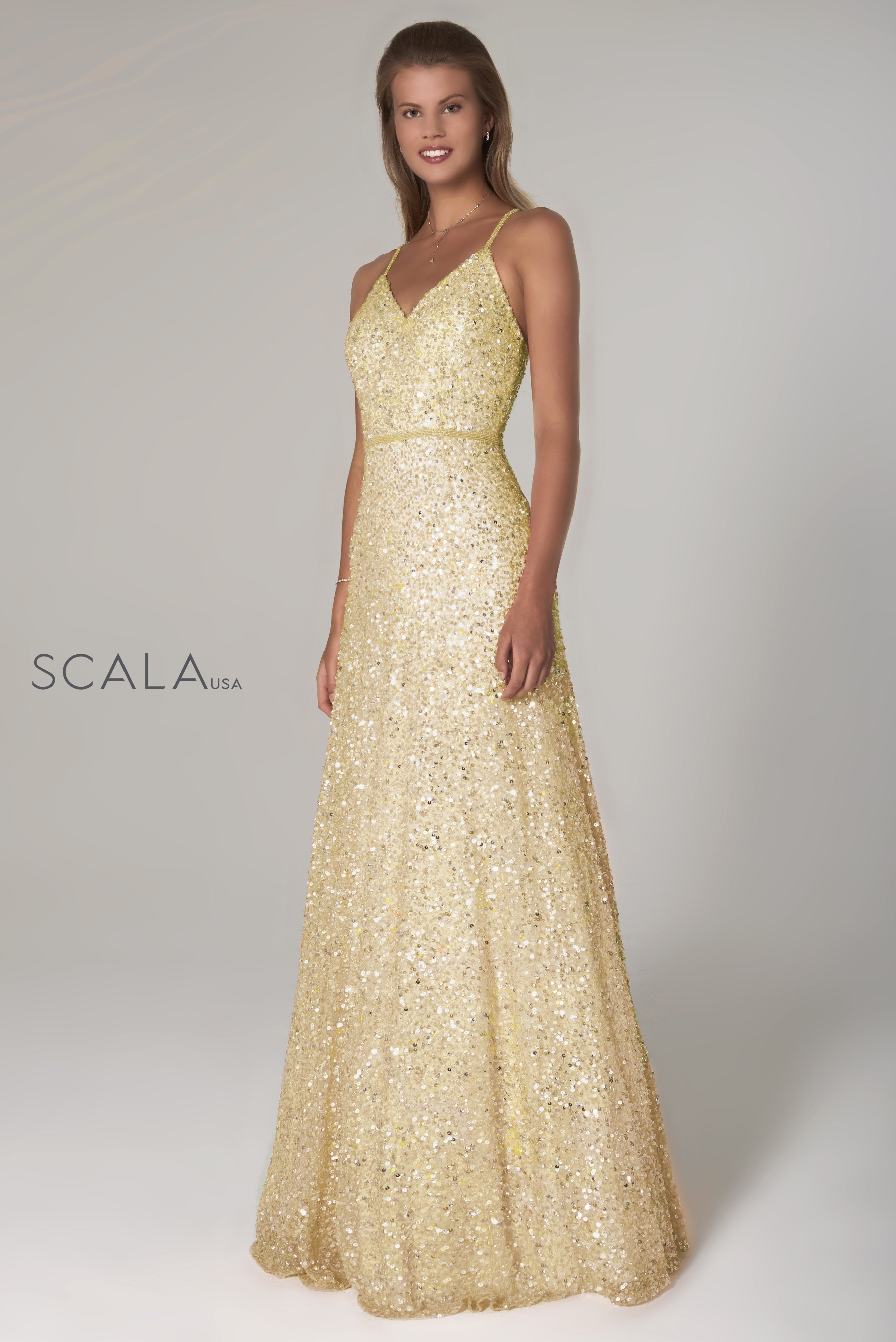 Embellished V-Neck A-Line Dress By SCALA -60109