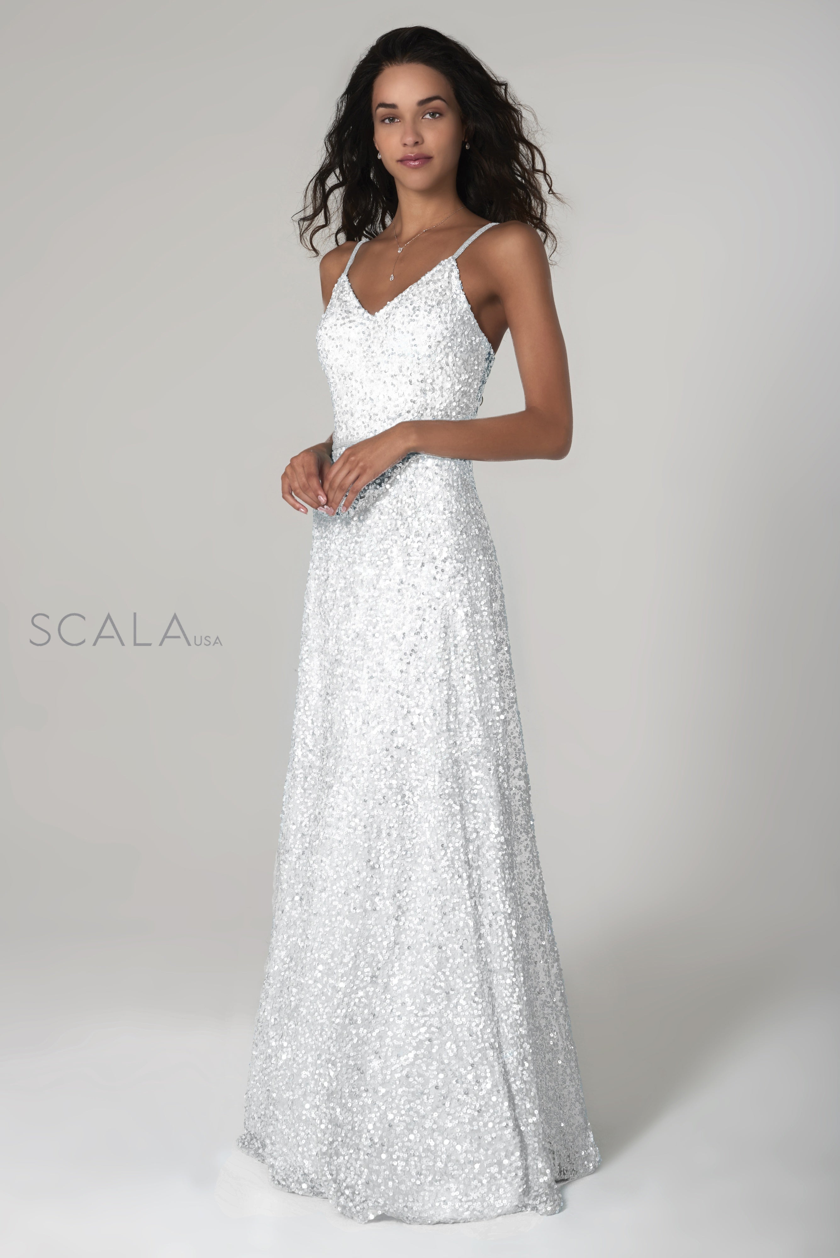 Embellished V-Neck A-Line Dress By SCALA -60109