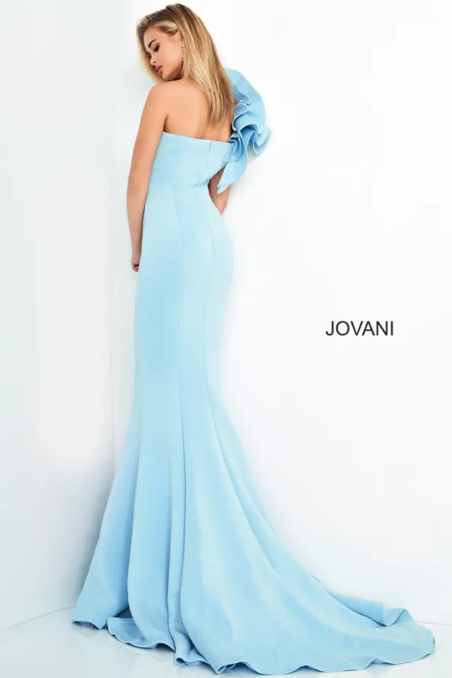 Jovani -63994B One Shoulder Fitted Trumpet Evening Dress