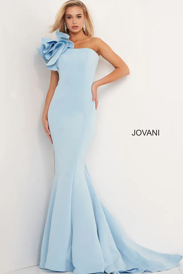 Jovani -63994B One Shoulder Fitted Trumpet Evening Dress