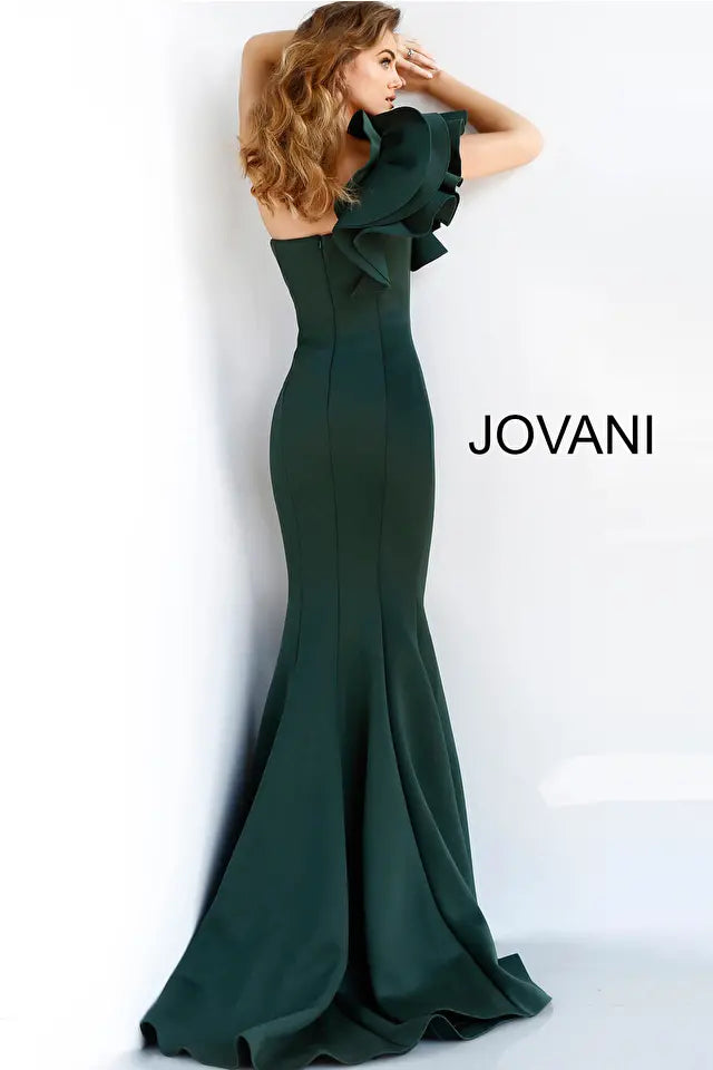 Jovani -63994B One Shoulder Fitted Trumpet Evening Dress