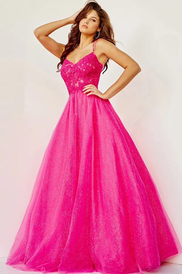 Jovani -JVN67051 Embroidered Bodice A-Line Prom Gown