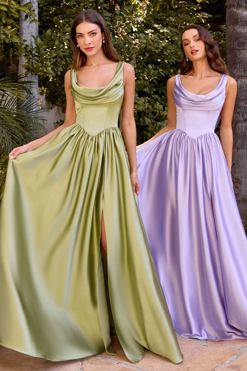 Cinderella Divine -7446 Satin Sleeveless A-line Gown