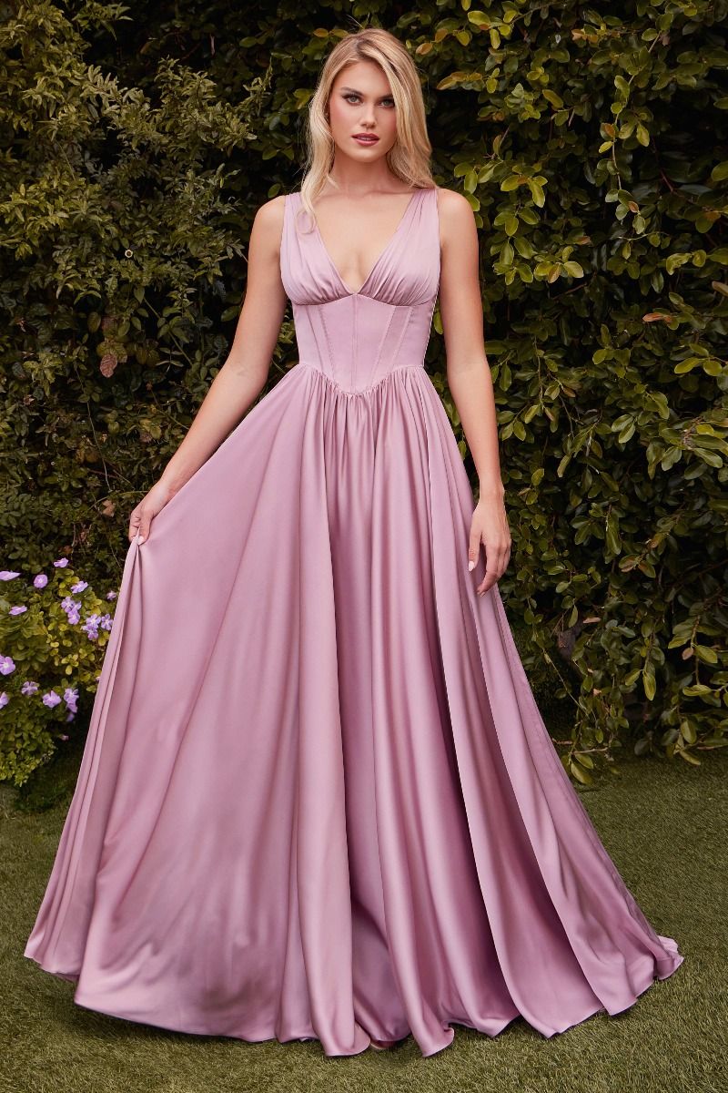 Cinderella Divine -7447 Soft satin V-neckline Gown