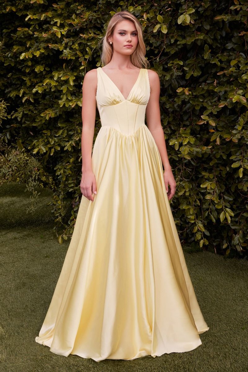 Cinderella Divine -7447 Soft satin V-neckline Gown