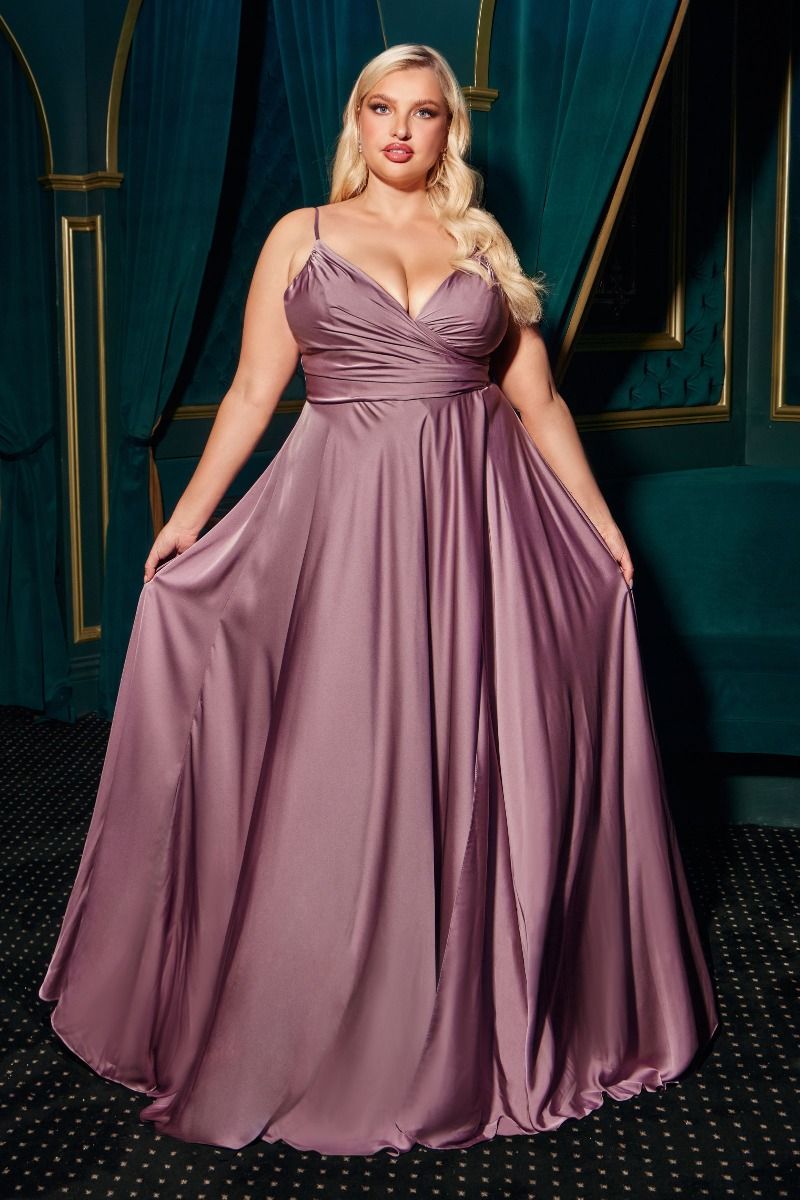 Sweetheart Neckline Soft Satin A-Line Curvy Fit by Cinderella Divine -7485C -01
