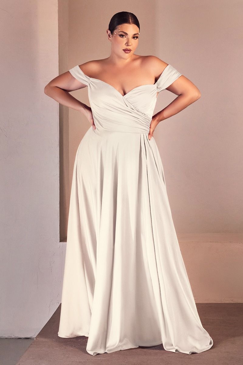 Cinderella Divine -7493WC Satin Off The Shoulder Bridal Gown