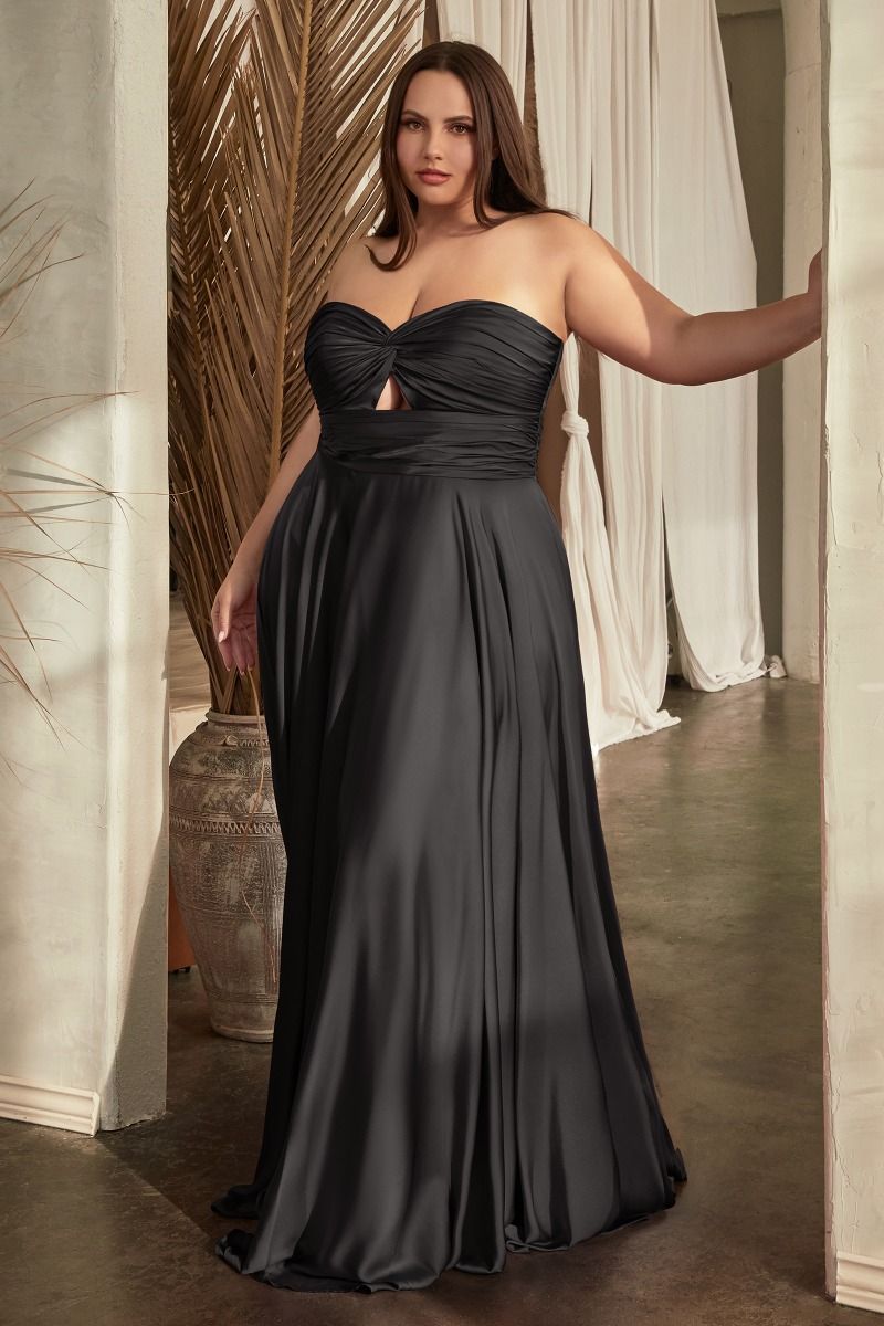 Satin Strapless A-Line Dress By Cinderella Divine -7496C