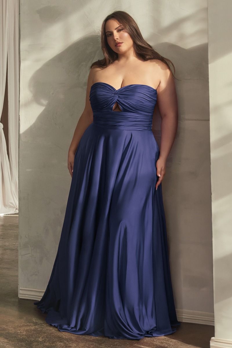Satin Strapless A-Line Dress By Cinderella Divine -7496C