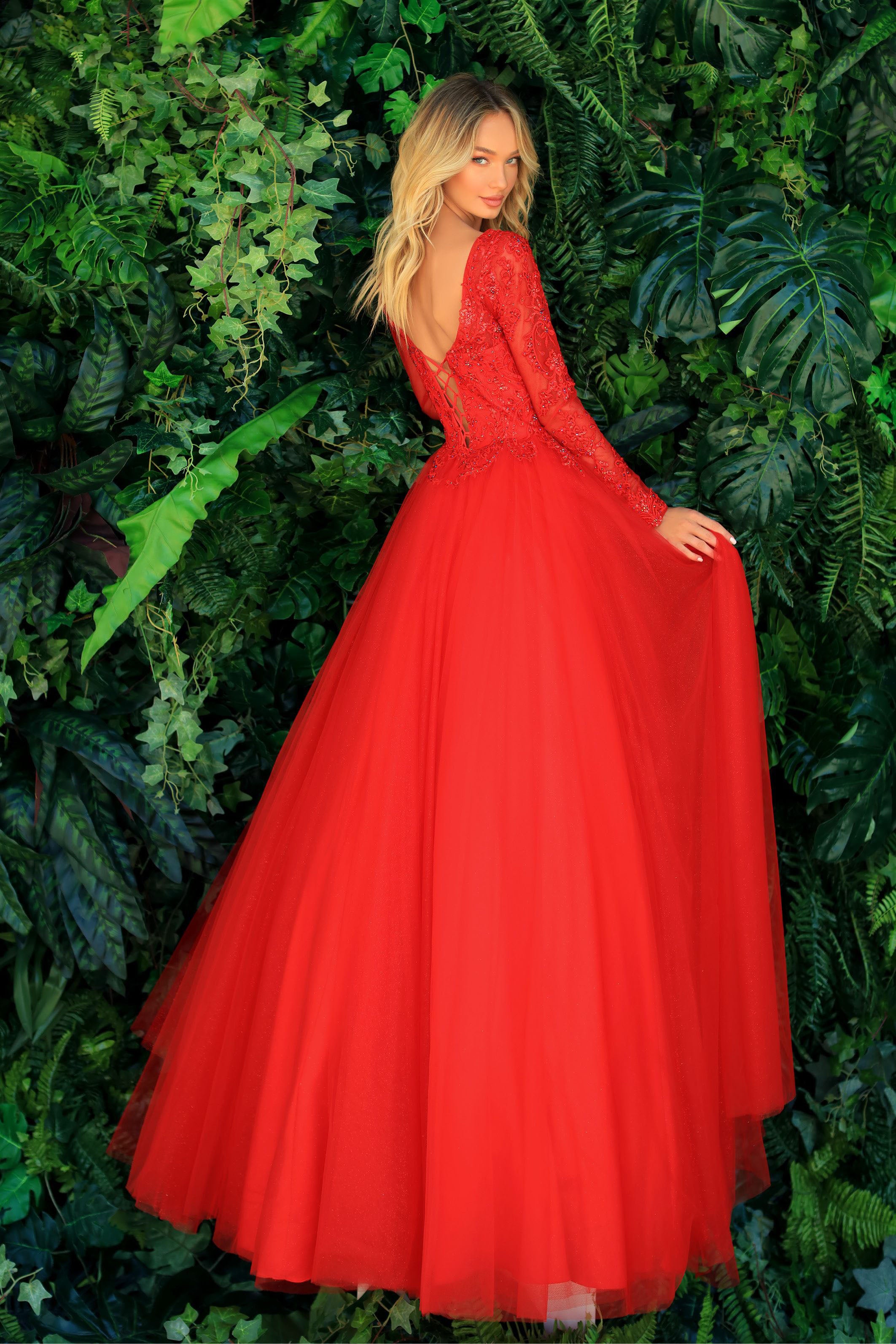 Clarisse -810289 Long Sleeve V-Neck A-Line Gown