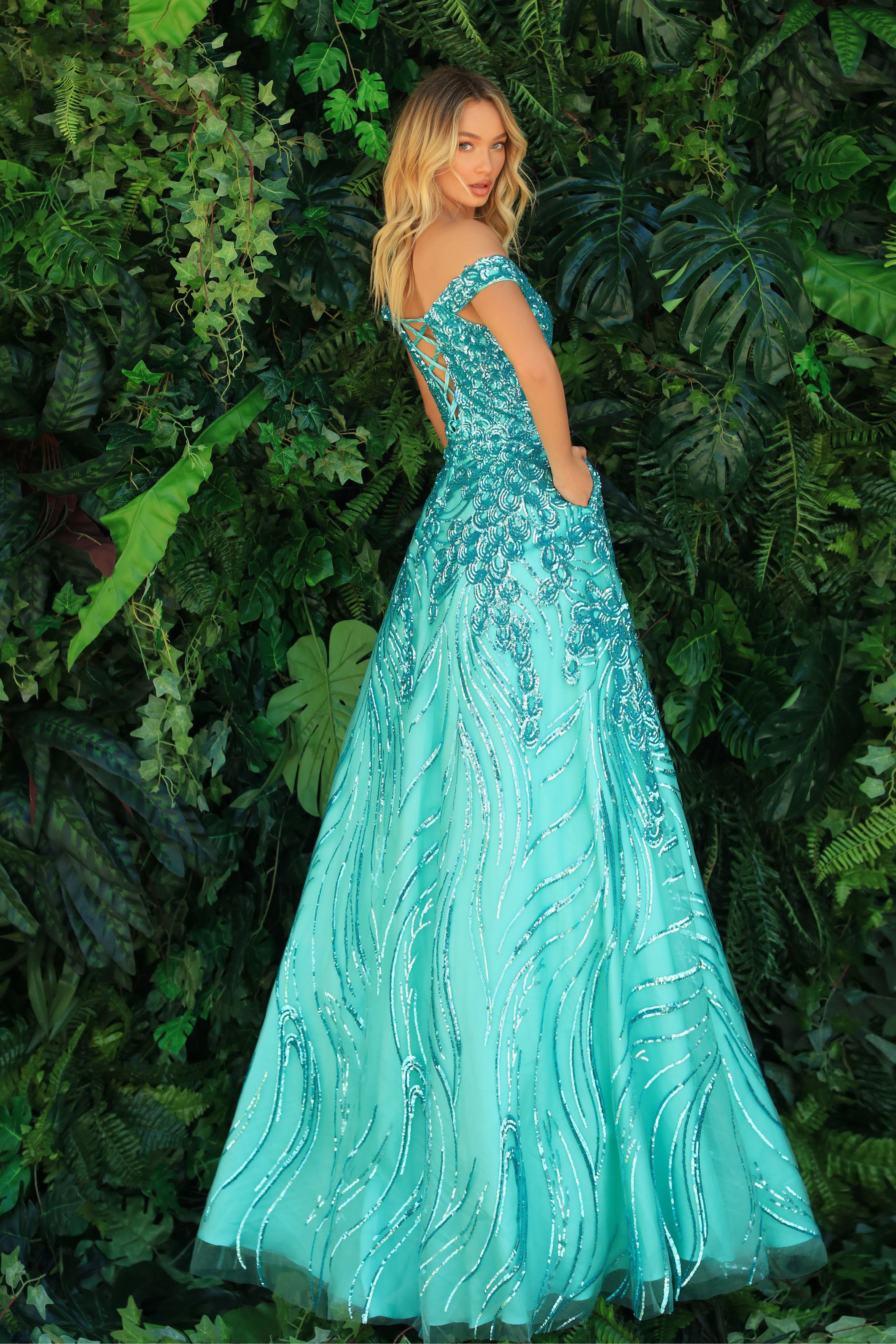 Clarisse -810290 Off Shoulder Sequin A-Line Gown