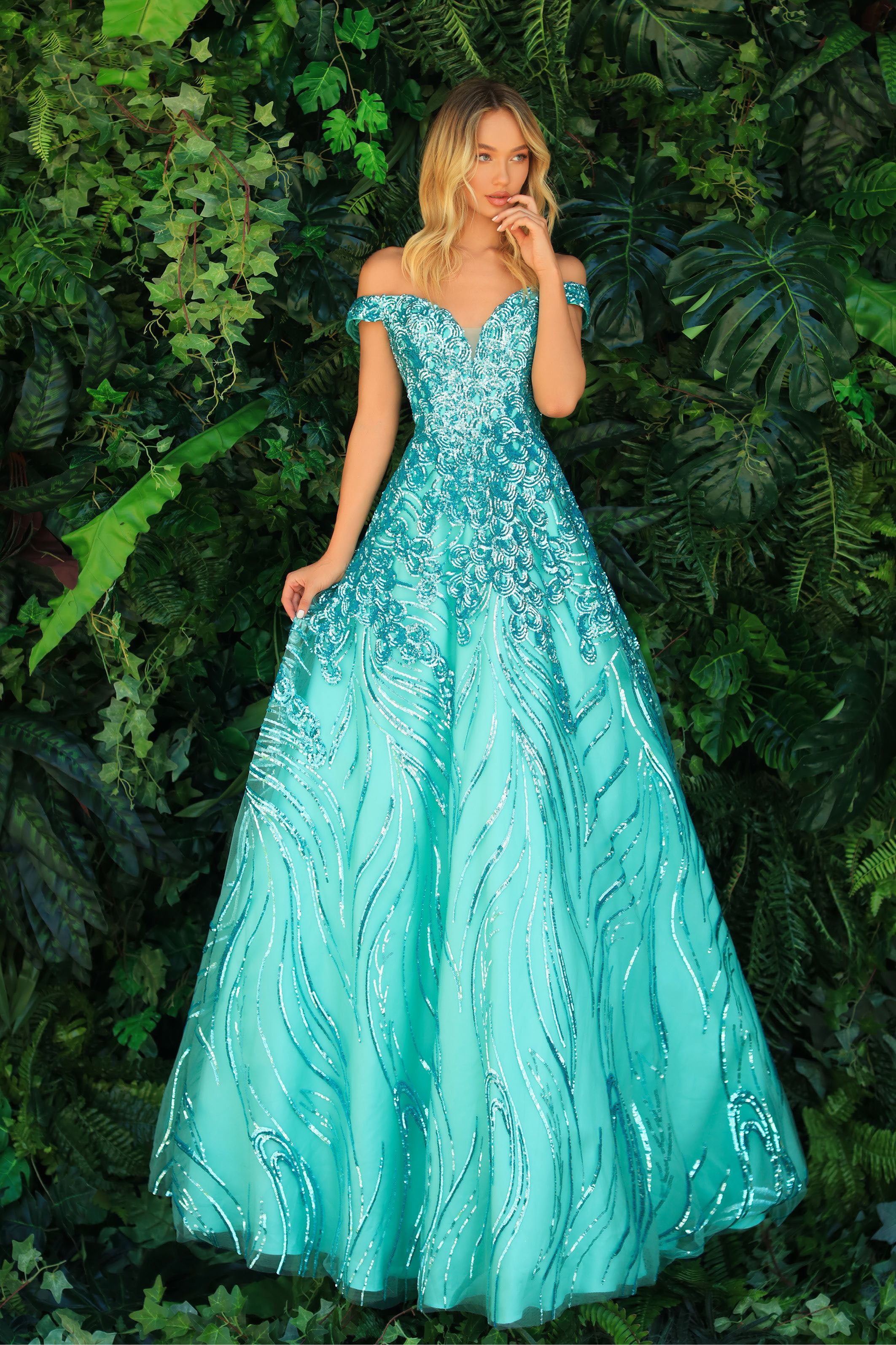 Clarisse -810290 Off Shoulder Sequin A-Line Gown