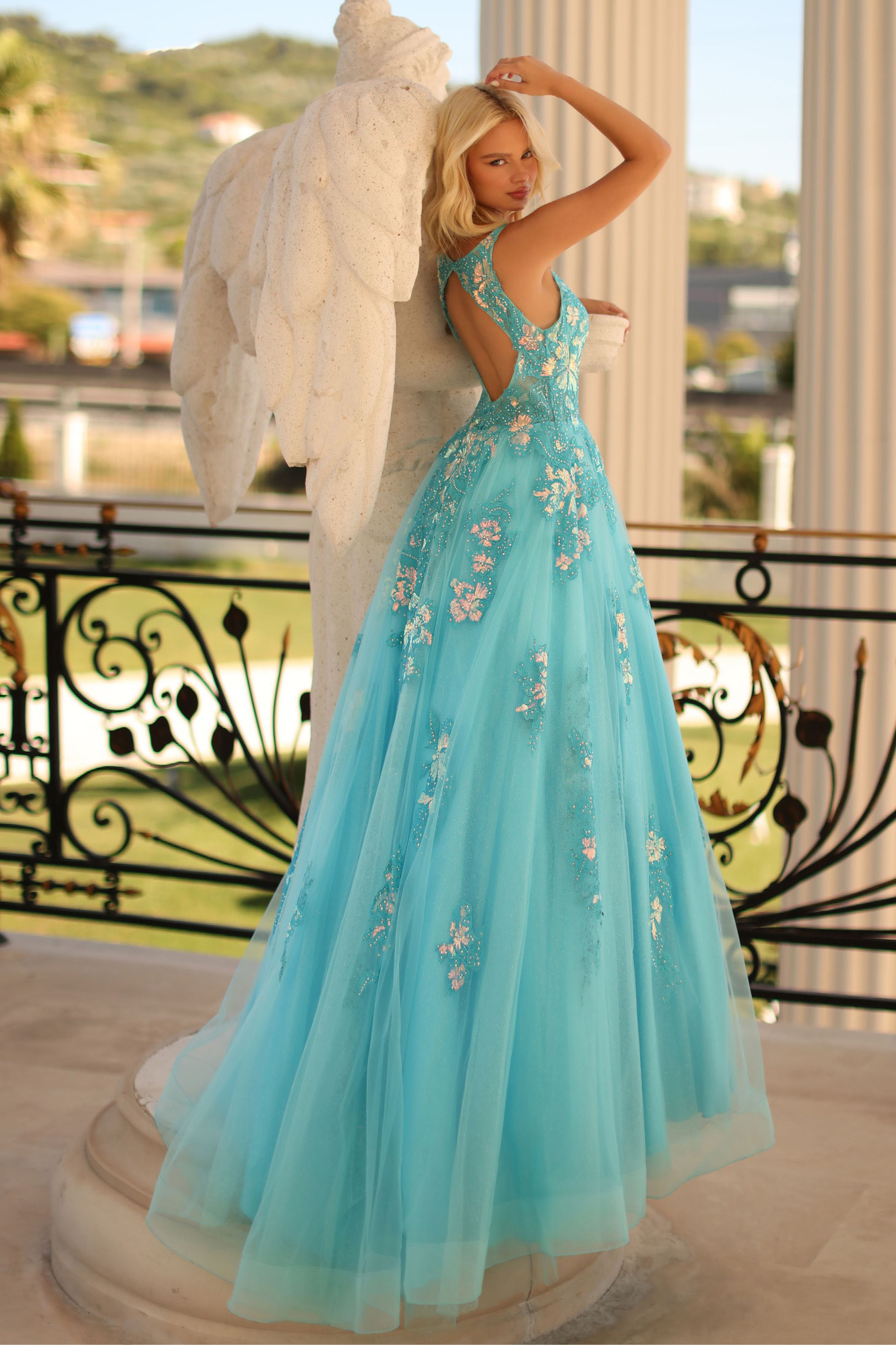 Clarisse -810456 Embroidered V-Neckline Ballgown Gown