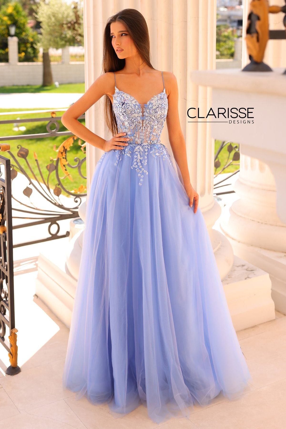 Clarisse -810794 Beaded Corset Plunging V-Neck Prom Gown