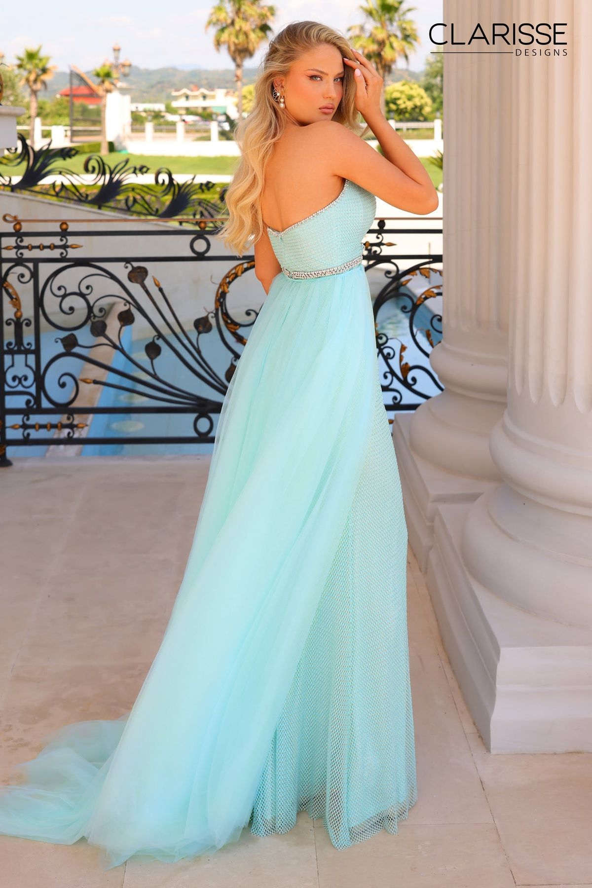 Clarisse -810811 Strapless Beaded Slit Prom Dress