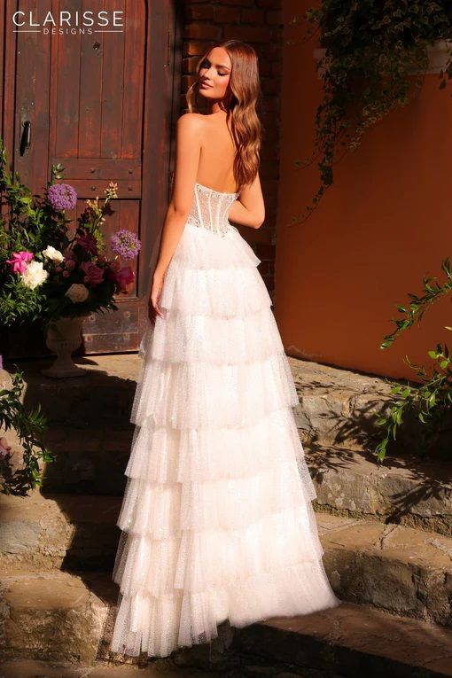 Clarisse -811045 Strapless V-Neck Tiered Prom Gown