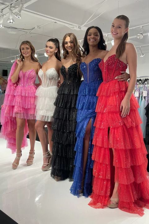 Clarisse -811045 Strapless V-Neck Tiered Prom Gown