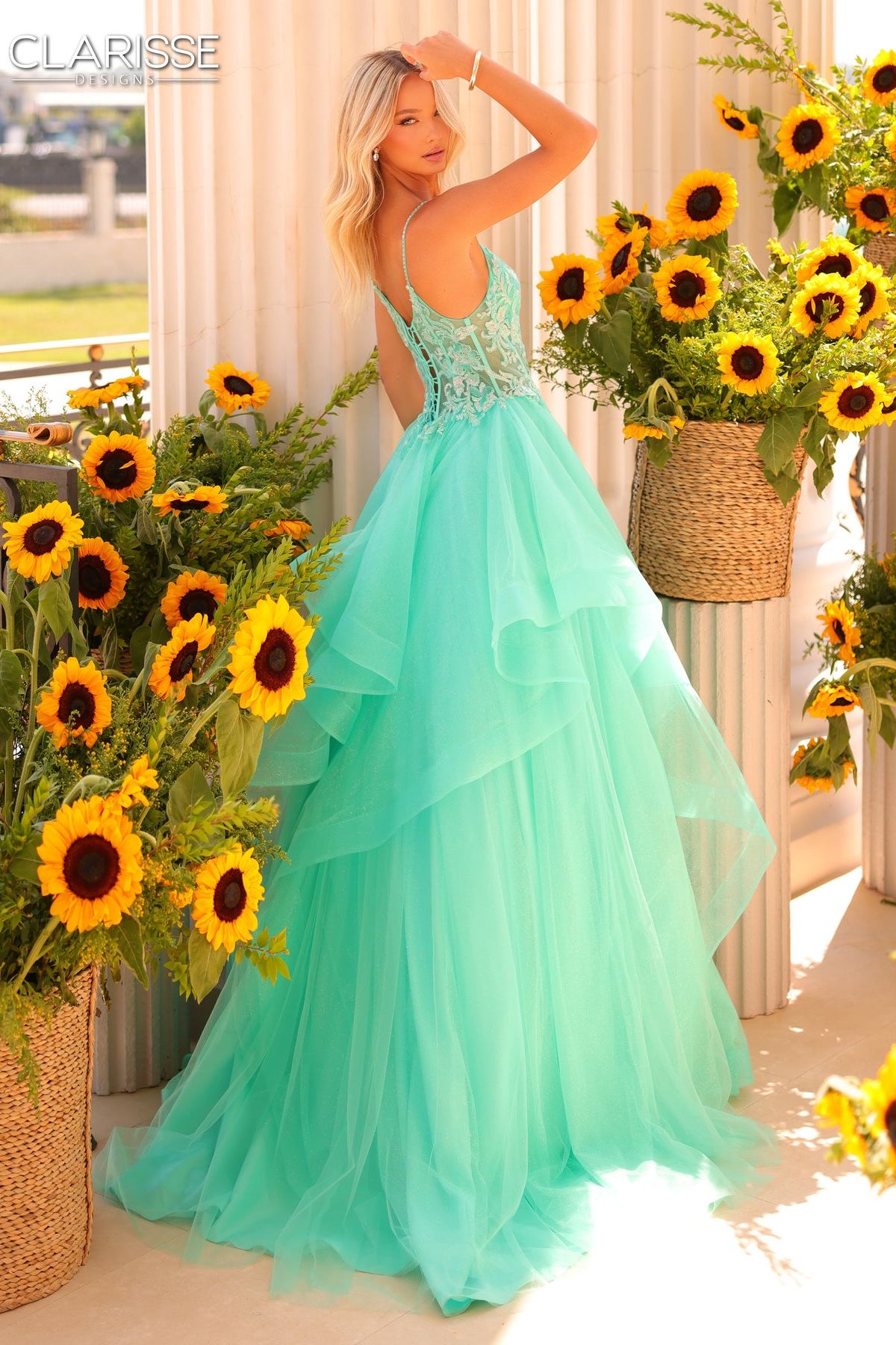 Clarisse -811230 Corset Bodice Glitter Ruffle Ball Gown