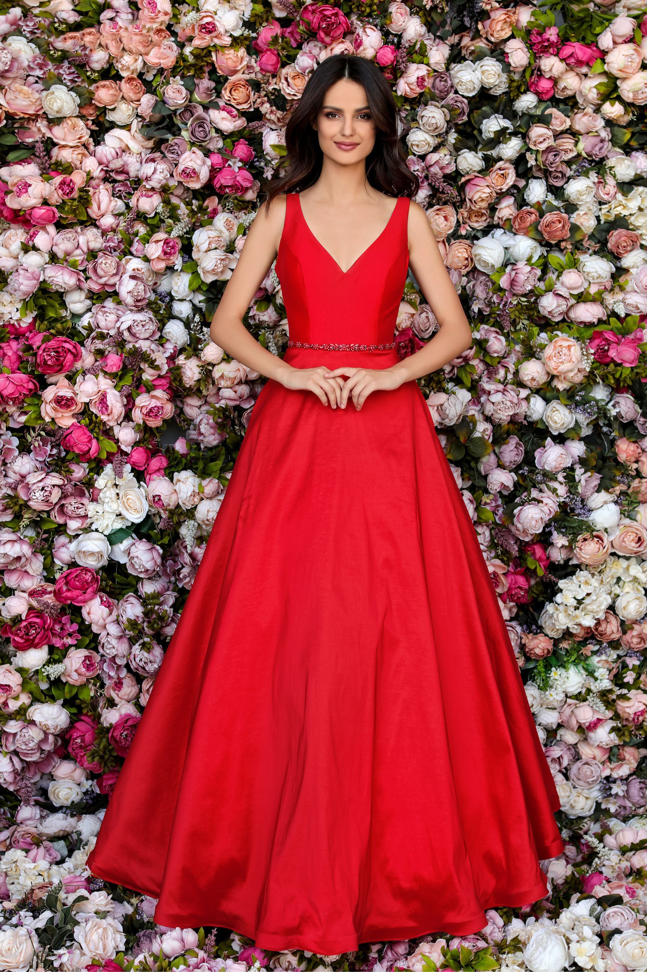 Clarisse -8194 Full Length Ballgown With V-Neckline